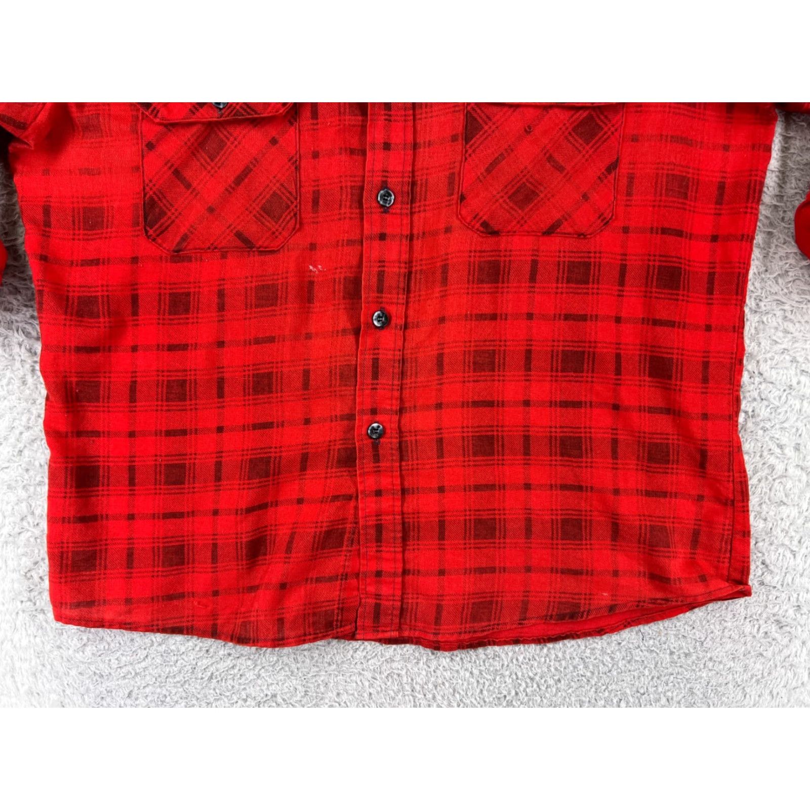 Vintage VINTAGE Flannel Shirt Womens Extra Large Red Plaid Button-Up Pockets Cotton XL Red Plaid Mens Womens? Size XL / US 12-14 / IT 48-50 - 5 Thumbnail