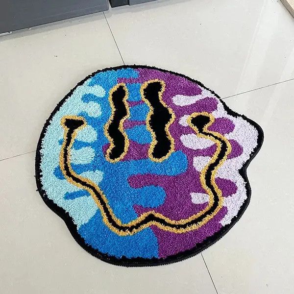 Designer Handmade Smile Face Colorful Custom Carpet Rug Size ONE SIZE - 4 Thumbnail