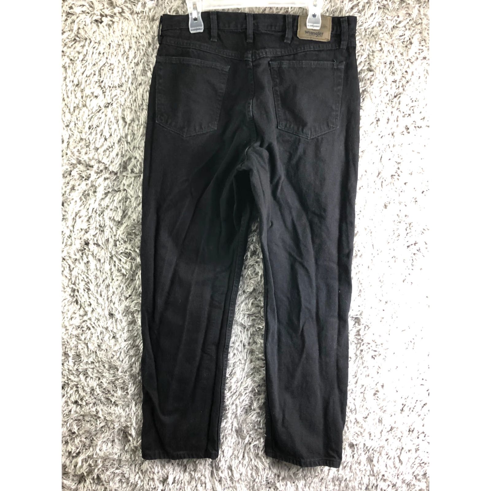 Wrangler Wrangler Mens Size 36x32 Jeans Dark Wash Black Denim Straight Leg Mid Rise Premium Wool? (No) Size US 36 / EU 52 - 5 Thumbnail