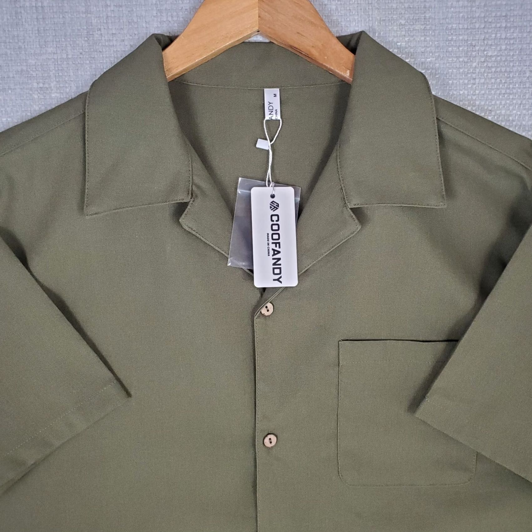Vintage Coofandy Shirt Mens L Green NEW Size Linen Blend Camp Army Size US L / EU 52-54 / 3 - 2 Thumbnail