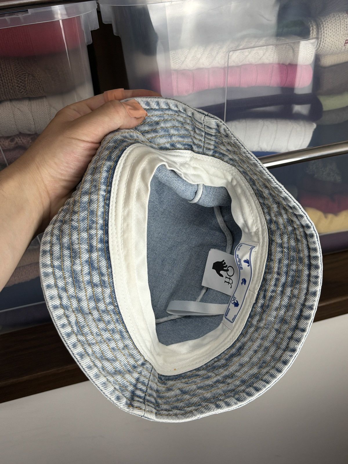 Off-White Off-White Blue Denim Bucket Hat Size ONE SIZE - 7 Thumbnail