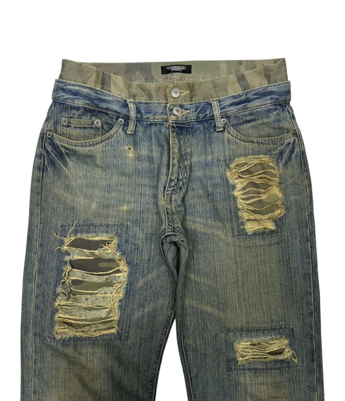 PPFM × Tornado Mart 🔥TORNADO MART DOUBLE WAIST DISTRESSED CUSTOMADE DENIM JEANS Size US 31 - 4 Thumbnail