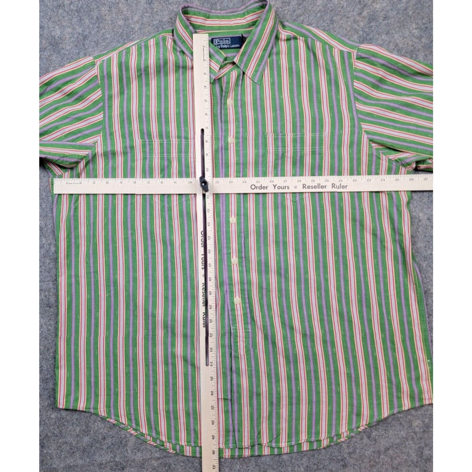 Polo Ralph Lauren Polo Ralph Lauren Shirt Mens 2XL Vintage Green Stripe Aztec Western Long Sleeve Button-Up Collared Knit Cotton Casual Mens Size US XXL / EU 58 / 5 - 7 Thumbnail