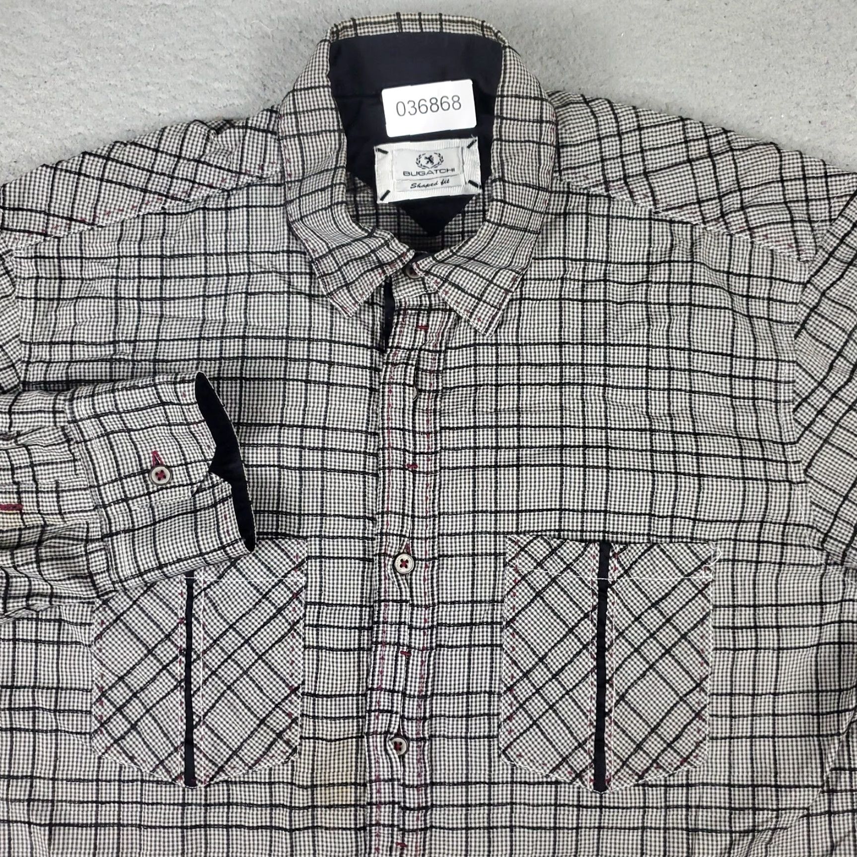 BUGATCHI Bugatchi Uomo Shirt Mens XL Gray/Brown Plaid Button-Up Long Sleeve Casual Formal Workwear Size US XL / EU 56 / 4 - 2 Thumbnail