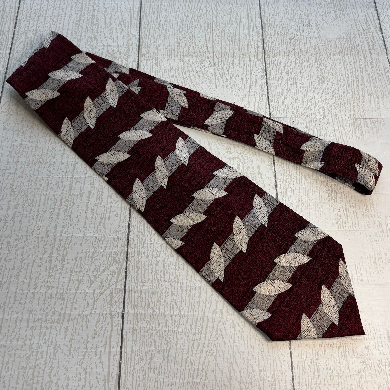 Stafford Stafford Executive Burgundy Silk Tie Silver Design Size ONE SIZE - 1 Thumbnail