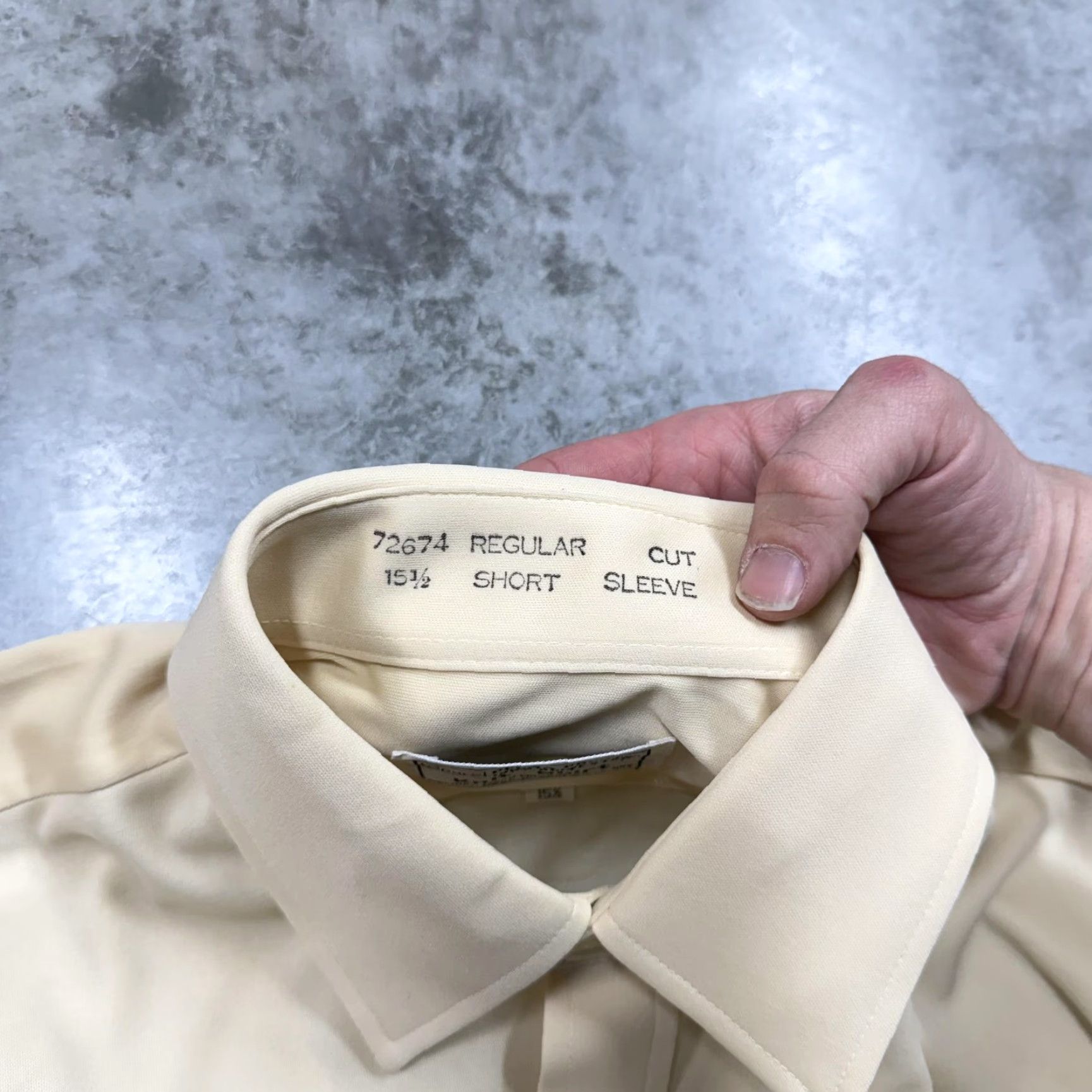 Sears VINTAGE Sears Shirt Mens Medium Beige Solid Perma-Prest Knit Button Short Sleeve Size US M / EU 48-50 / 2 - 4 Thumbnail