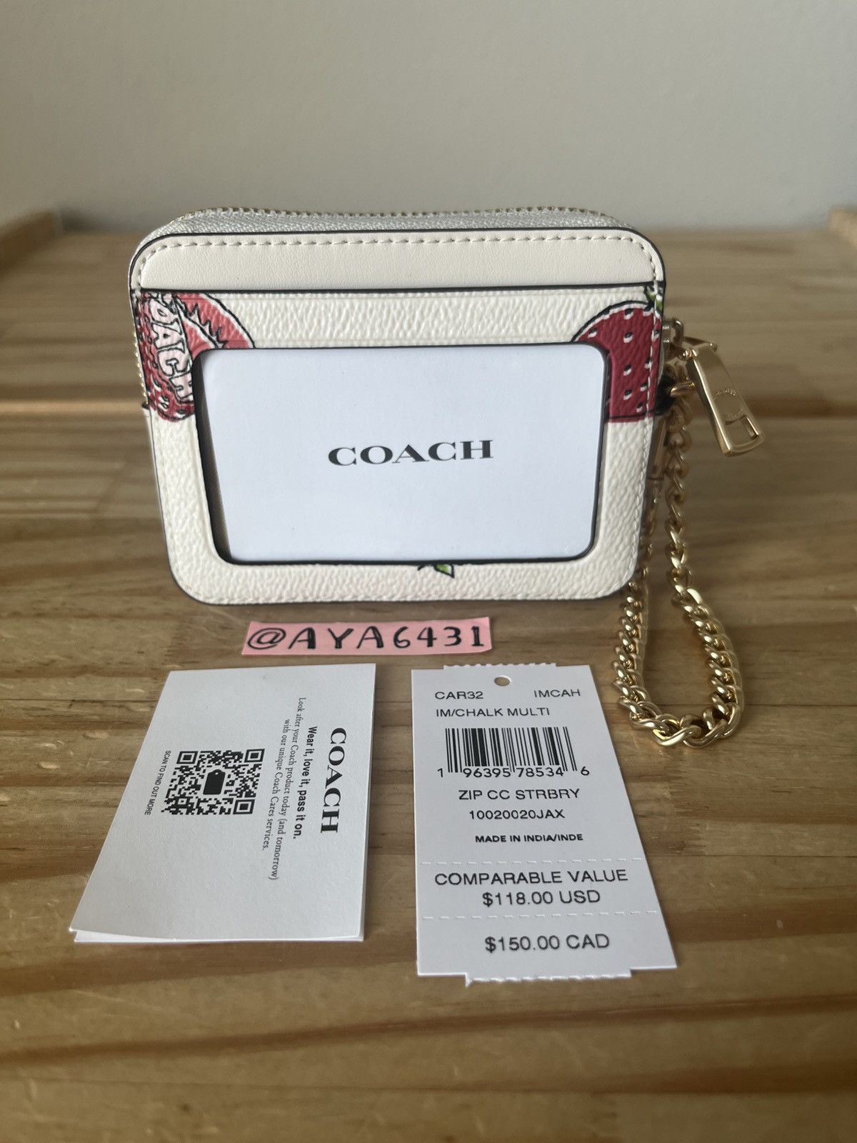 Coach Coach zip card case with strawberry printed Size ONE SIZE - 2 Thumbnail