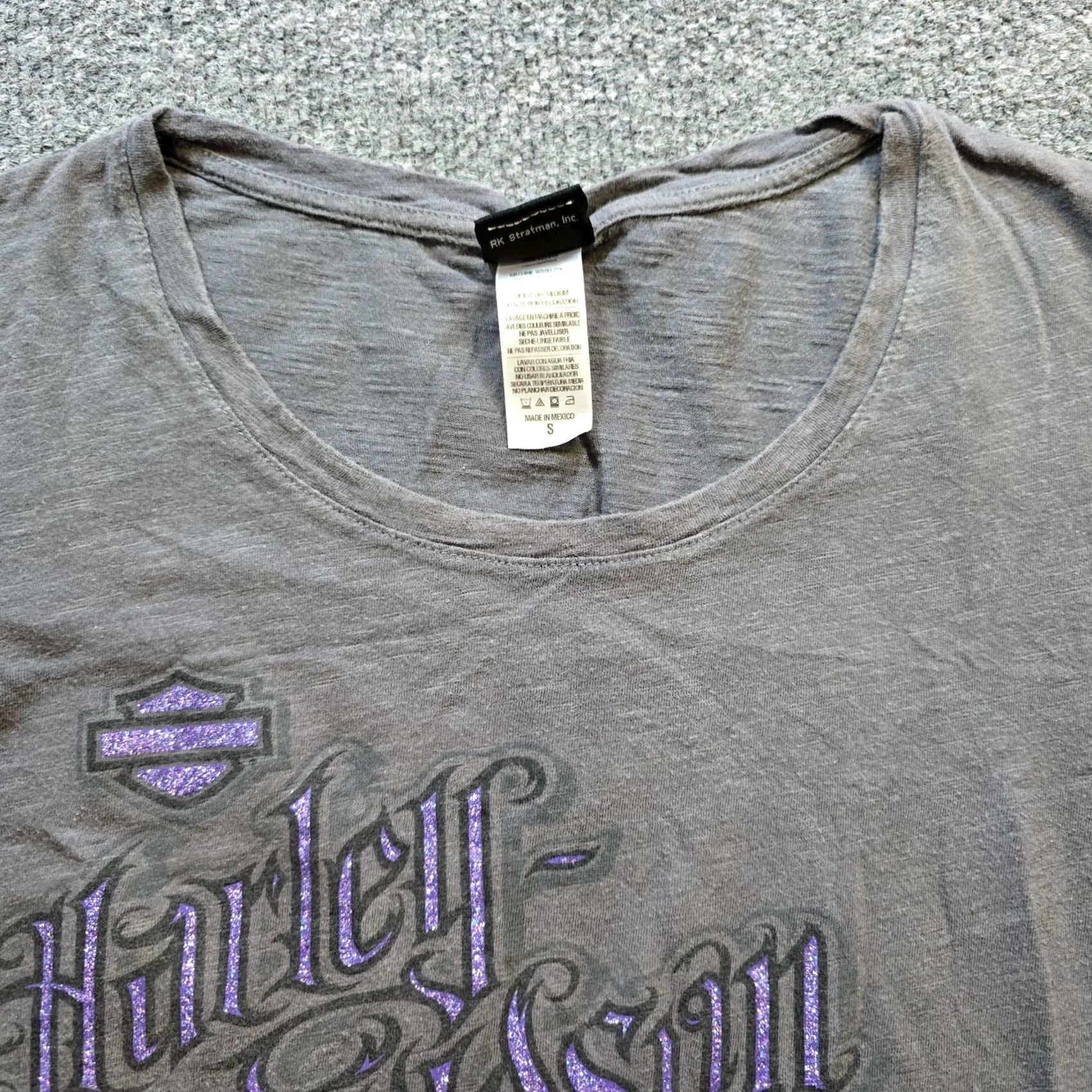 Harley Davidson Harley-Davidson Top Womens Small Gray Purple Logo Classic Fitted Basic Casual Shirt T-Shirt USA Biker Motorcycle Womens Size S / US 4 / IT 40 - 2 Thumbnail