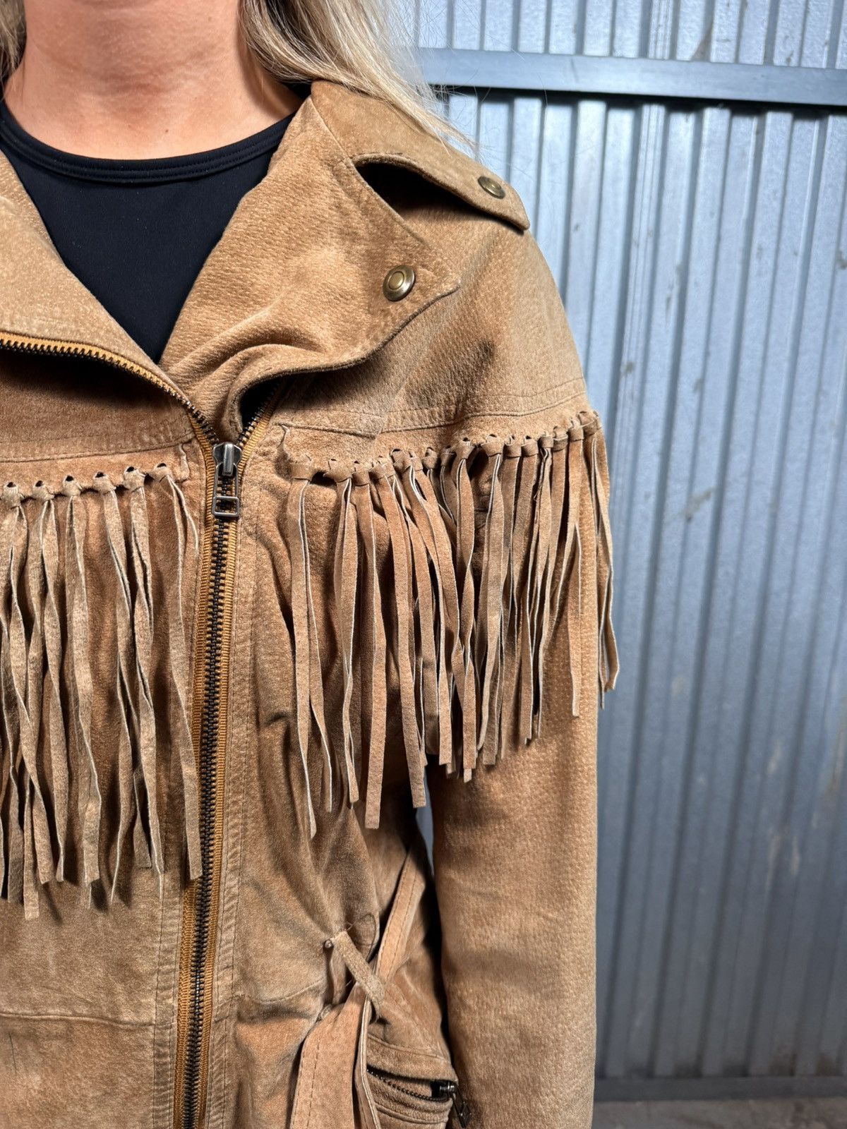 Other Insane Victoria Leather Hide Fringe Western Country Jacket Size M / US 6-8 / IT 42-44 - 4 Thumbnail