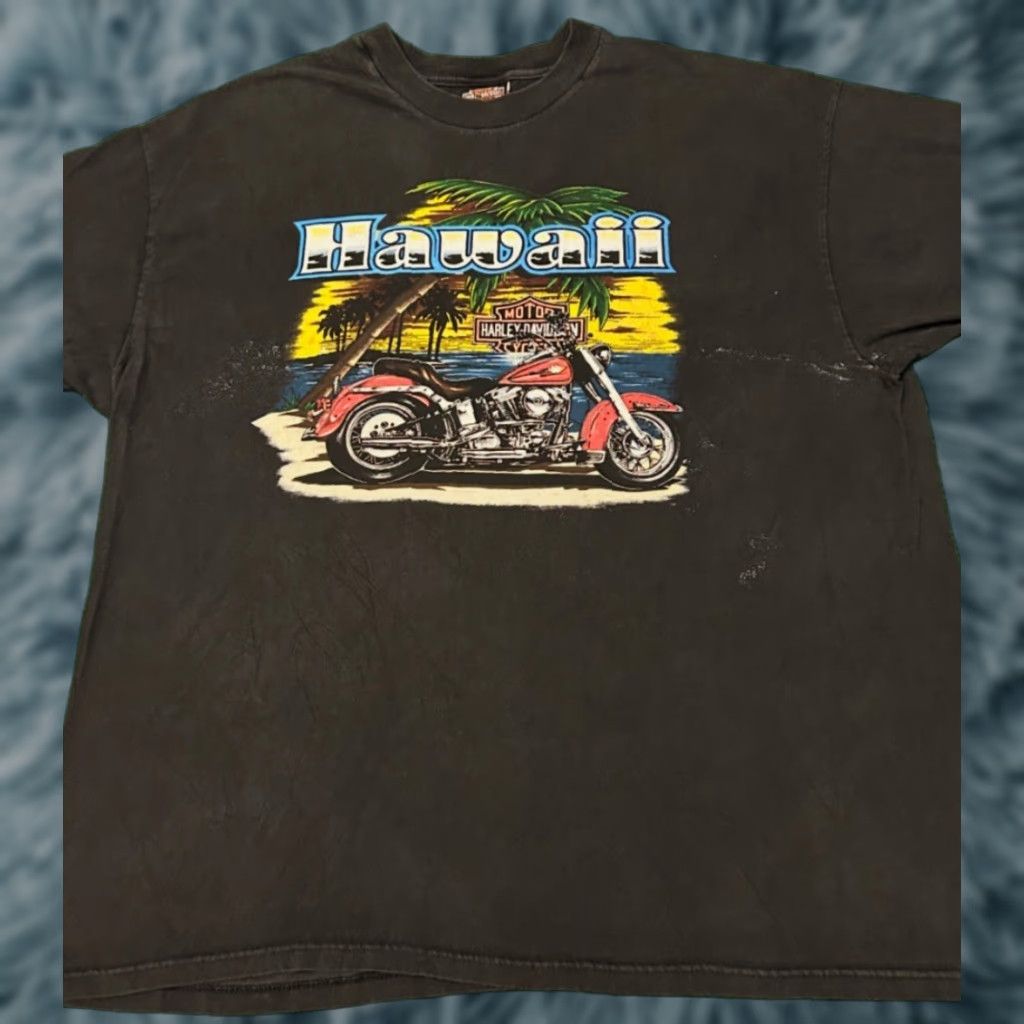 VINTAGE Harley-Davidson Maui Hawaii Biker VTG Shirt Mens XXL 1990s 90s Black T-Shirt