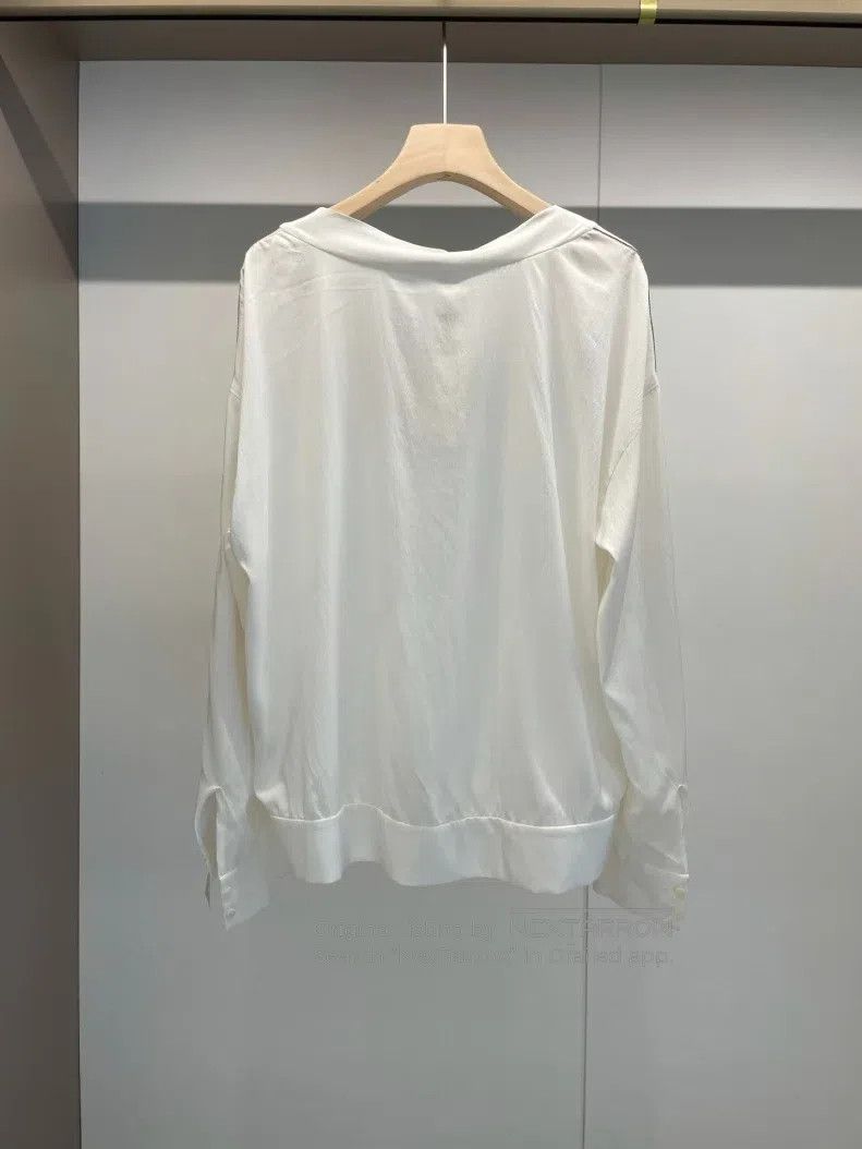 Brunello Cucinelli Brunello Cucinelli White Beaded Silk Shirt Size S / US 4 / IT 40 - 2 Thumbnail