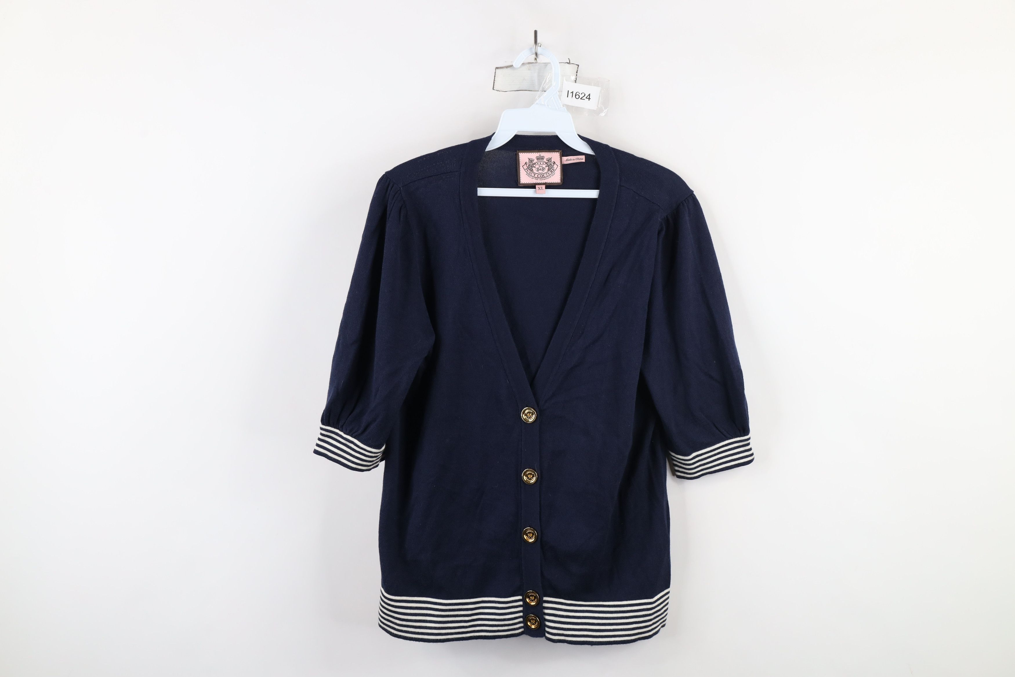 Juicy Couture × Vintage Vintage 90s Y2K Juicy Couture Short Sleeve Cardigan Sweater Size XL / US 12-14 / IT 48-50 - 1 Thumbnail