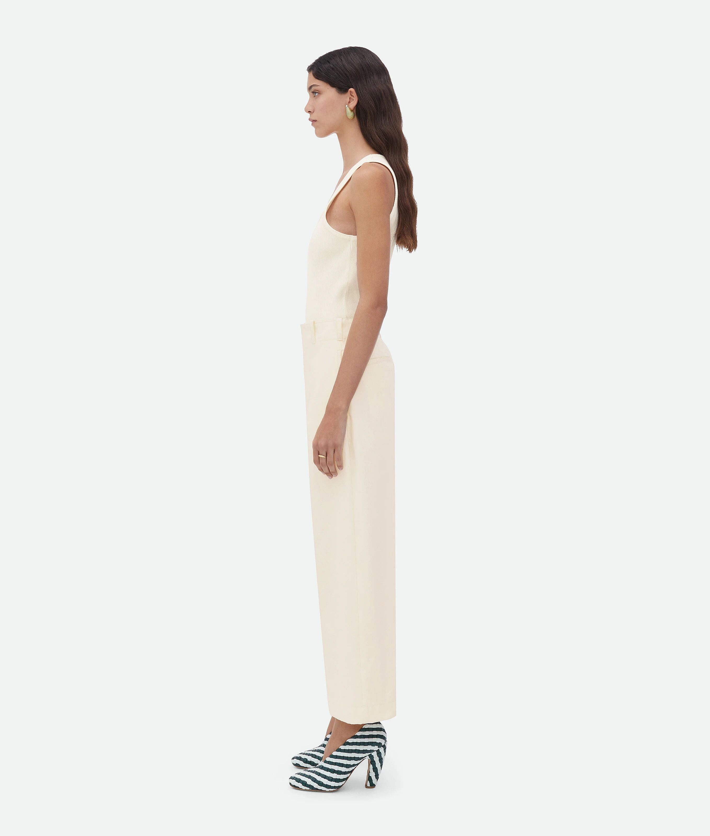 Bottega Veneta o1bcso1str0725 Cotton Twill Culotte Trousers in Ivory Size 26" / US 2 / IT 38 - 2 Thumbnail