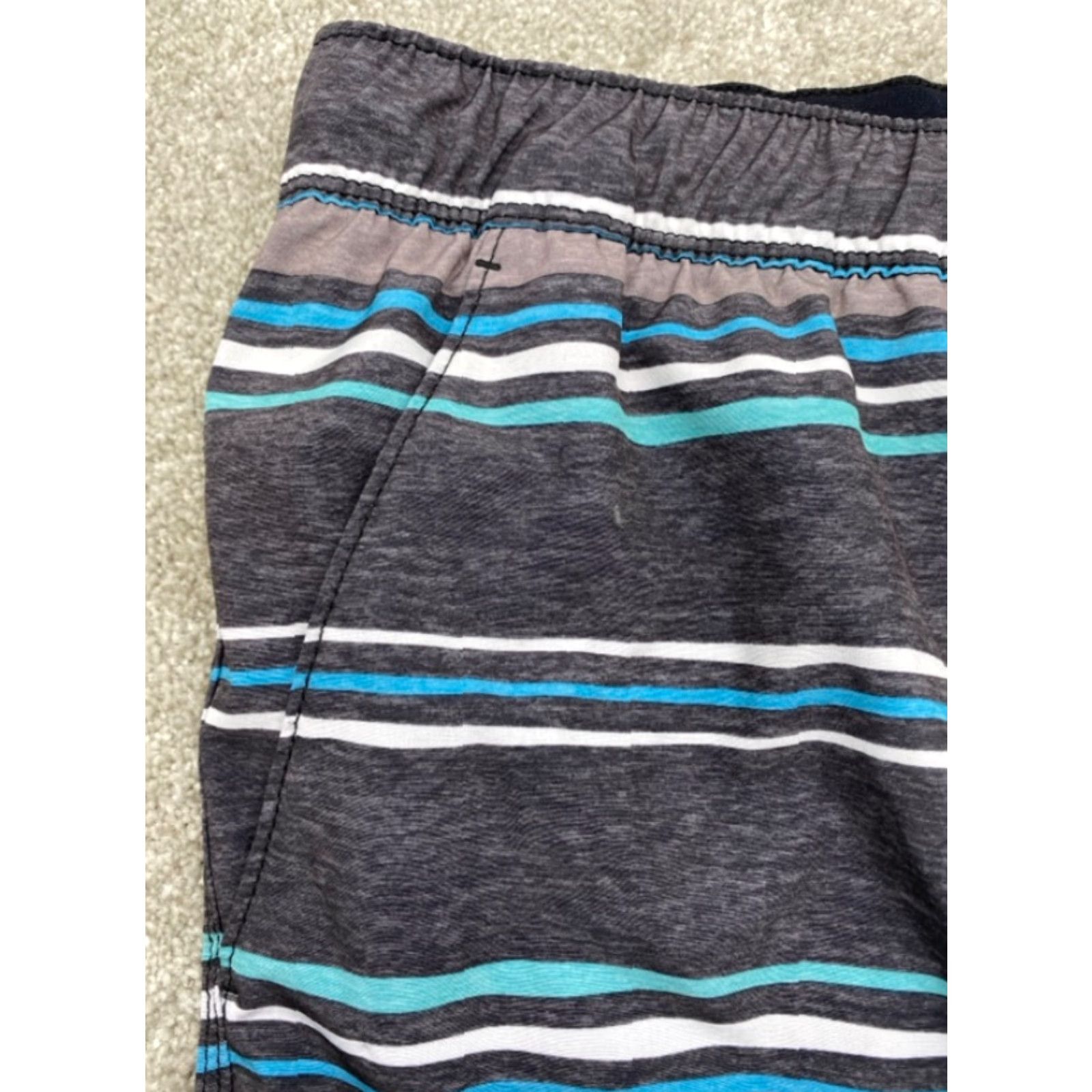 Speedo Speedo Men’s Board Shorts Swim Trunks Blue Green Striped Zipper Pocket M Adult Multicolor Size US 31 - 2 Thumbnail