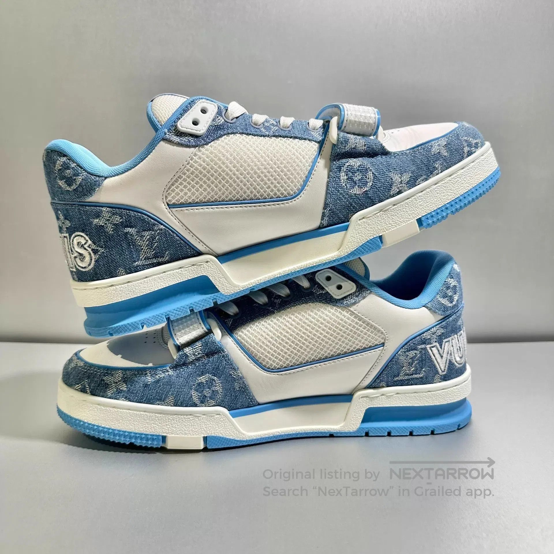 Louis Vuitton Blue Low-Top Sneakers with Velcro Strap, Size 8. Size US 8 / EU 41 - 4 Thumbnail