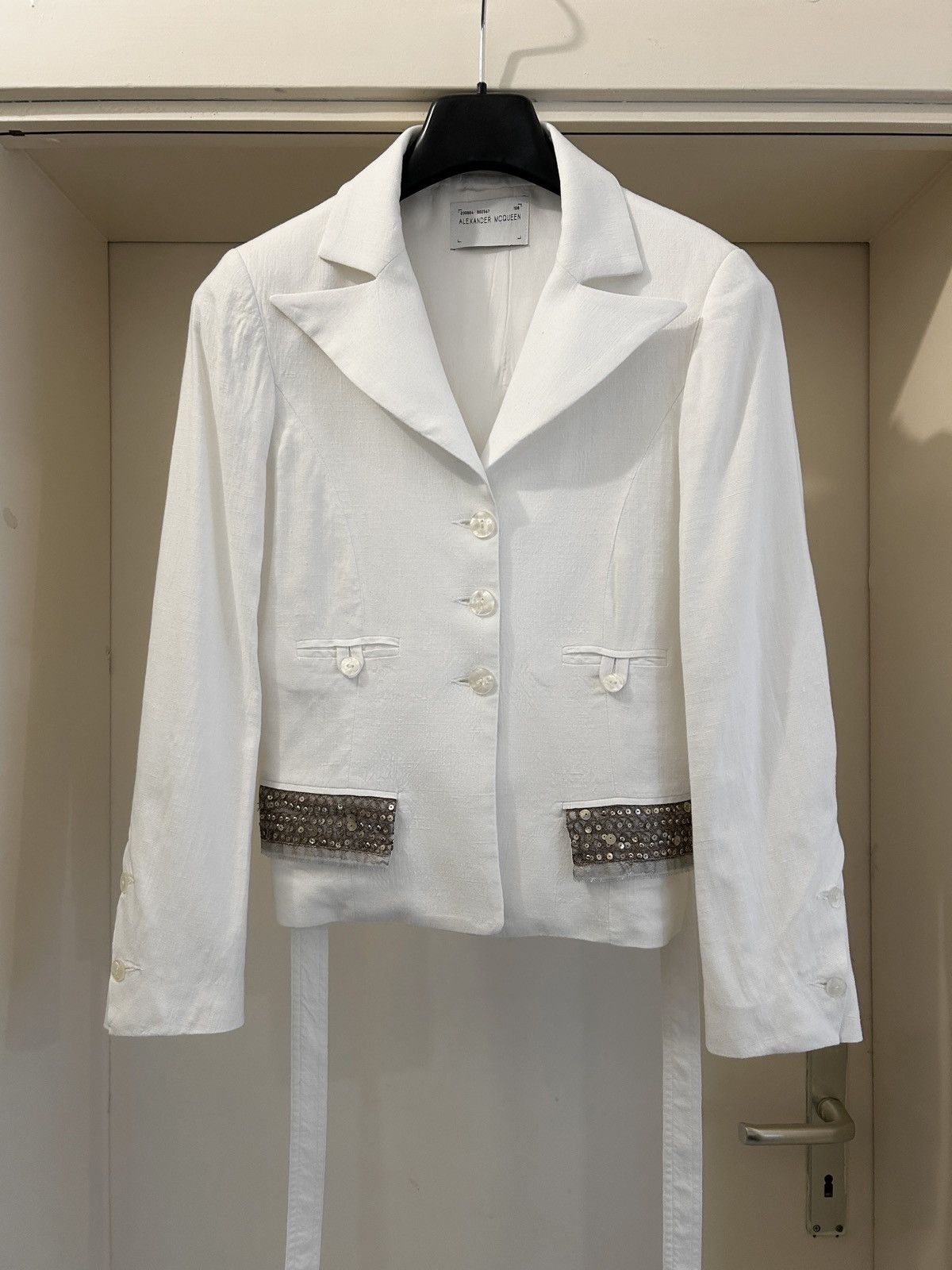 Alexander McQueen 1990s peaked lapel blazer with sequin trim Size S / US 4 / IT 40 - 1 Thumbnail