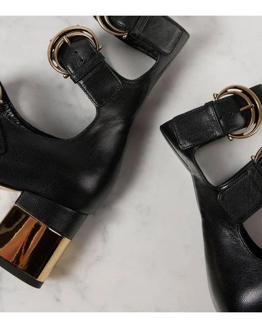 Chloe o1s22i1n0425 Leather Alizè Dé Pumps in Black Size US 7 / IT 37 - 4 Thumbnail