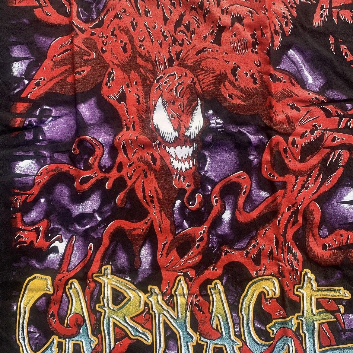 image of Rare Carnage Venom Spiderman Marvel Comics T Shirt XL in Black, Men's