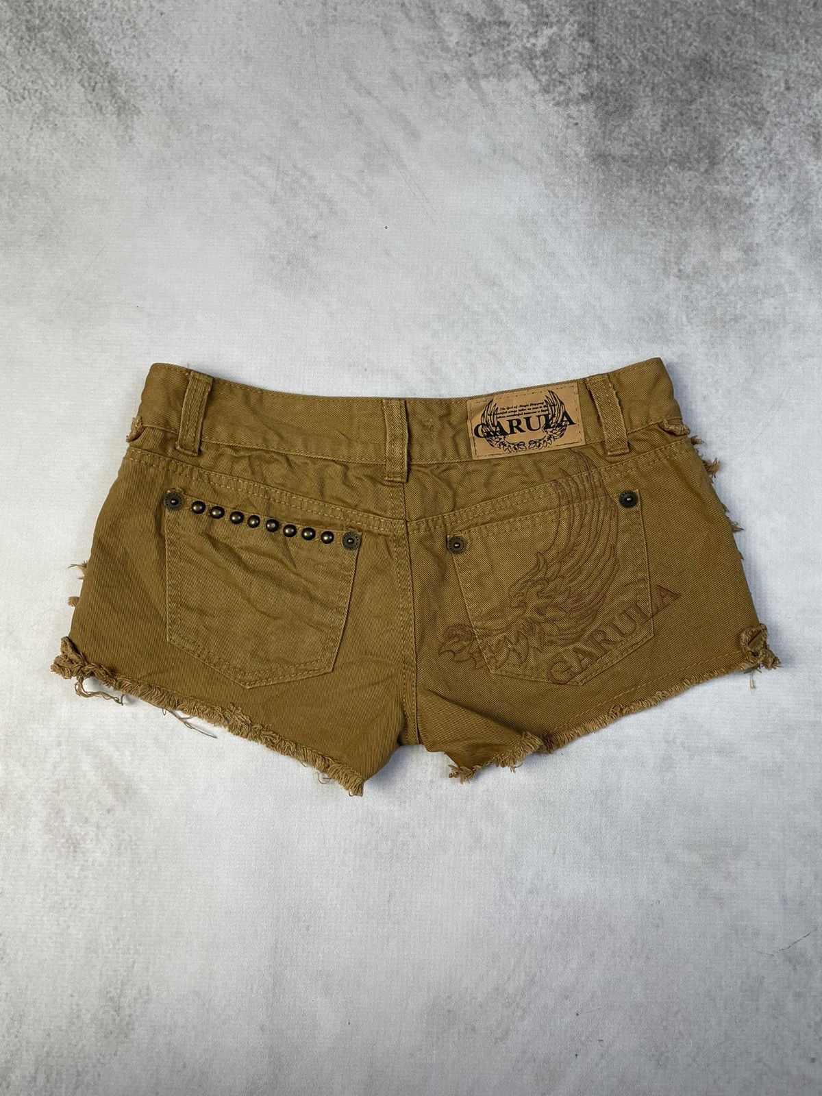 Japanese Brand 2000s Garula Gyaru Gal Studded Distressed Low Rise Shorts Size 27" / US 4 / IT 40 - 9 Thumbnail