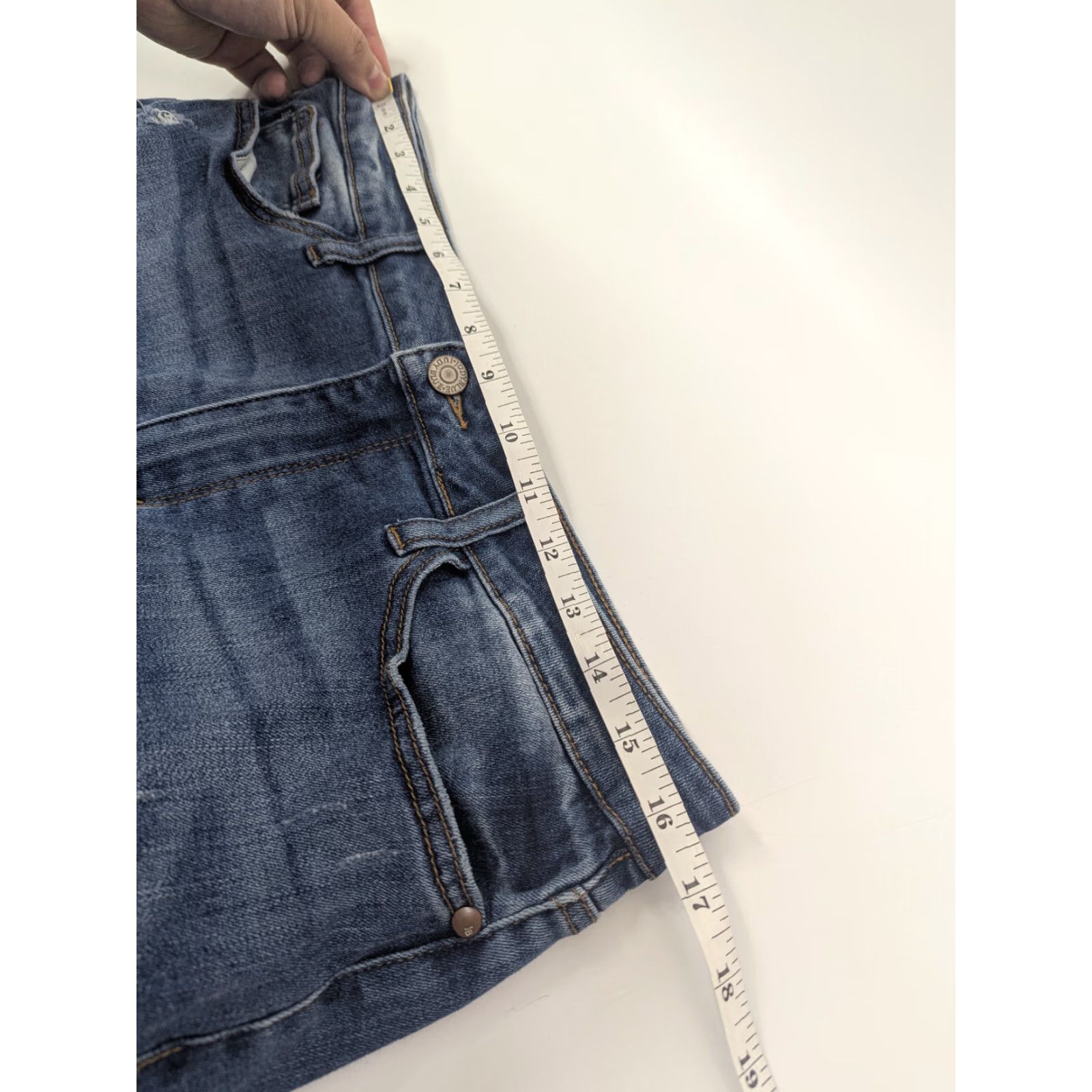 Denime Judy Blue Jeans Womens 13/31 Skinny Distressed Buffalo Plaid Patch Denim JB88316 Denim Jeans Women Vintage: No Size 34" / US 12 / IT 48 - 7 Thumbnail