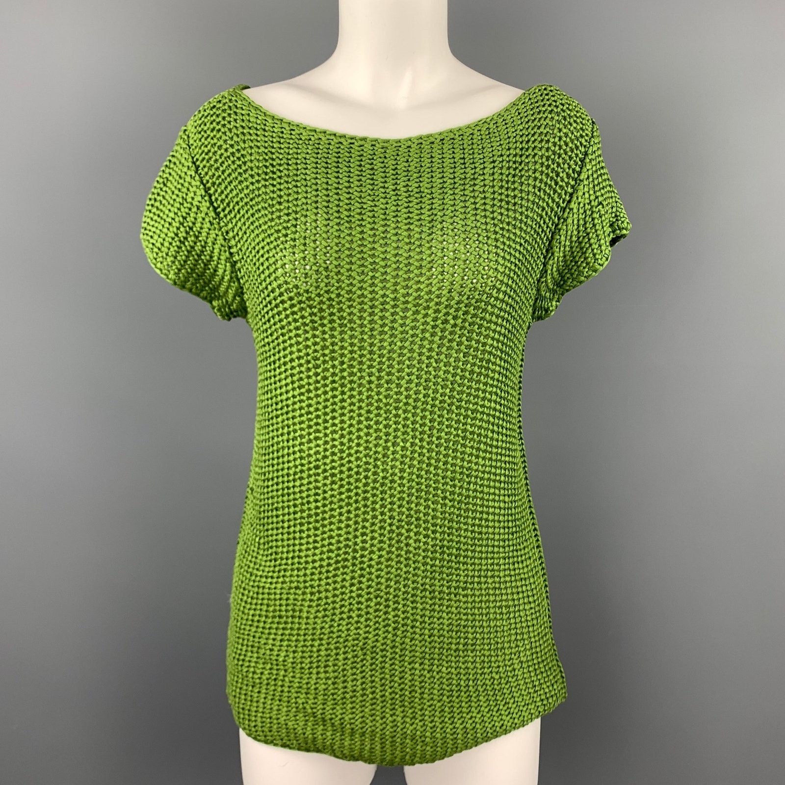 Tory Burch TORY BURCH Size S Tessa Green Cotton Knit Scoop Neck T-Shirt Size S / US 4 / IT 40 - 1 Thumbnail