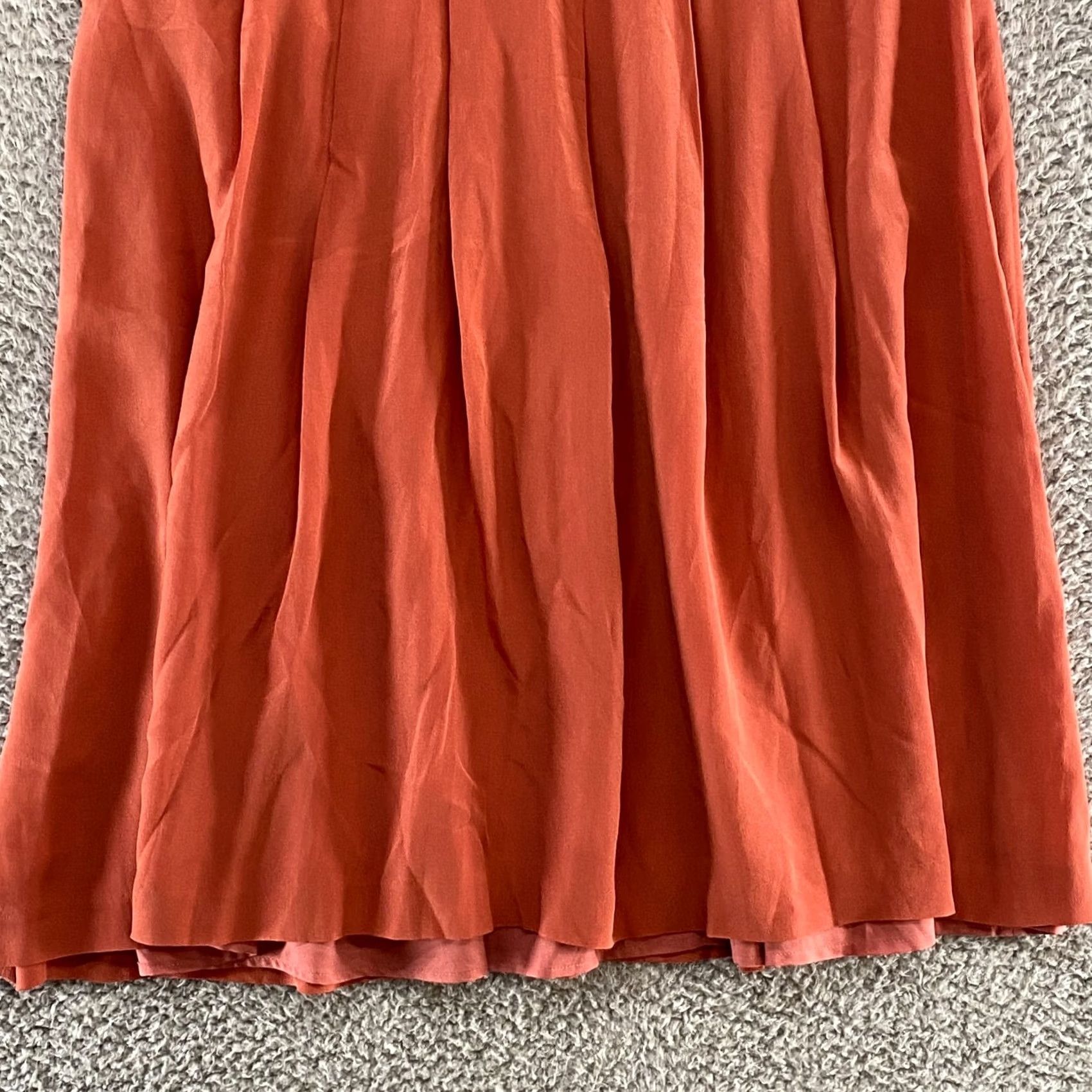 Madewell Madewell Silk Fern Dress Womens 14 Orange Knee Length V-Neck Sleeveless Cami Style Strap Zipper Size XL / US 12-14 / IT 48-50 - 3 Thumbnail