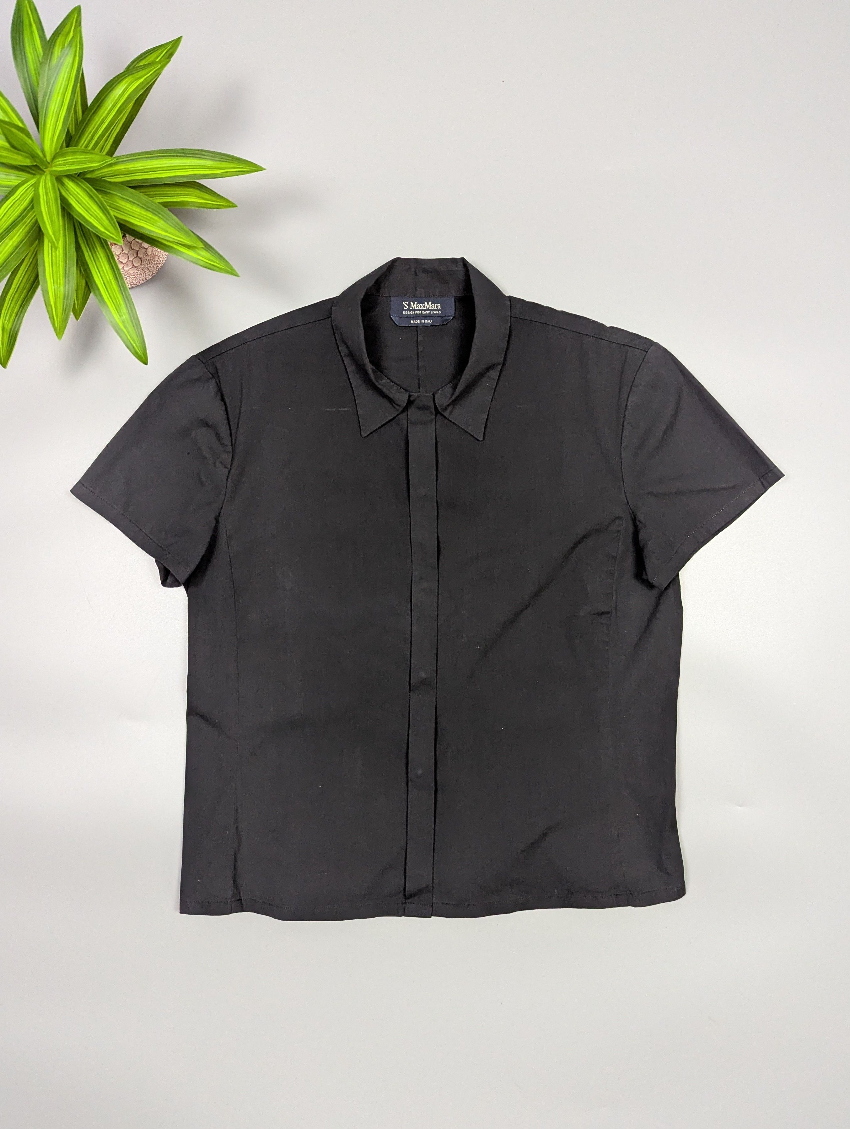 Max Mara S’Max Mara Black Snap Button Short Sleeve Top Minimalist Size M / US 6-8 / IT 42-44 - 1 Thumbnail