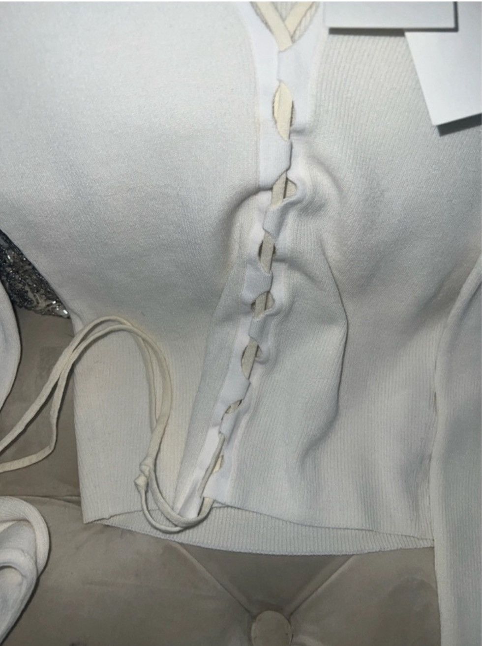 Dion Lee Dion Lee Bichrome ribbed lace-up cardigan, XS Size XS / US 0-2 / IT 36-38 - 7 Thumbnail