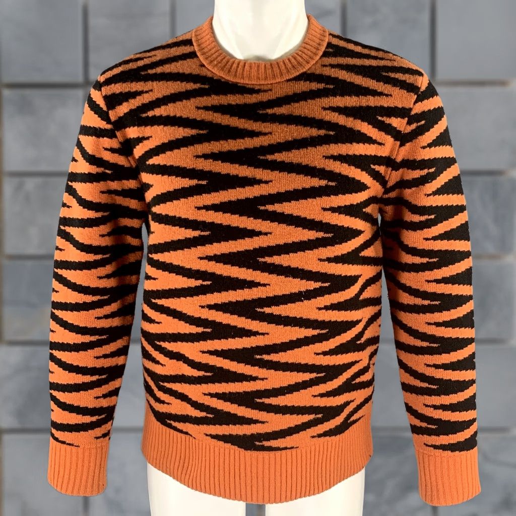 Levi's LEVI'S Size M Orange Black Zig Zag Wool Polyamide Crew-Neck Pullover Mens Pullover Zig Zag Pattern Wool / Polyamide Crew-Neck Orange Black Size US M / EU 48-50 / 2 - 1 Thumbnail