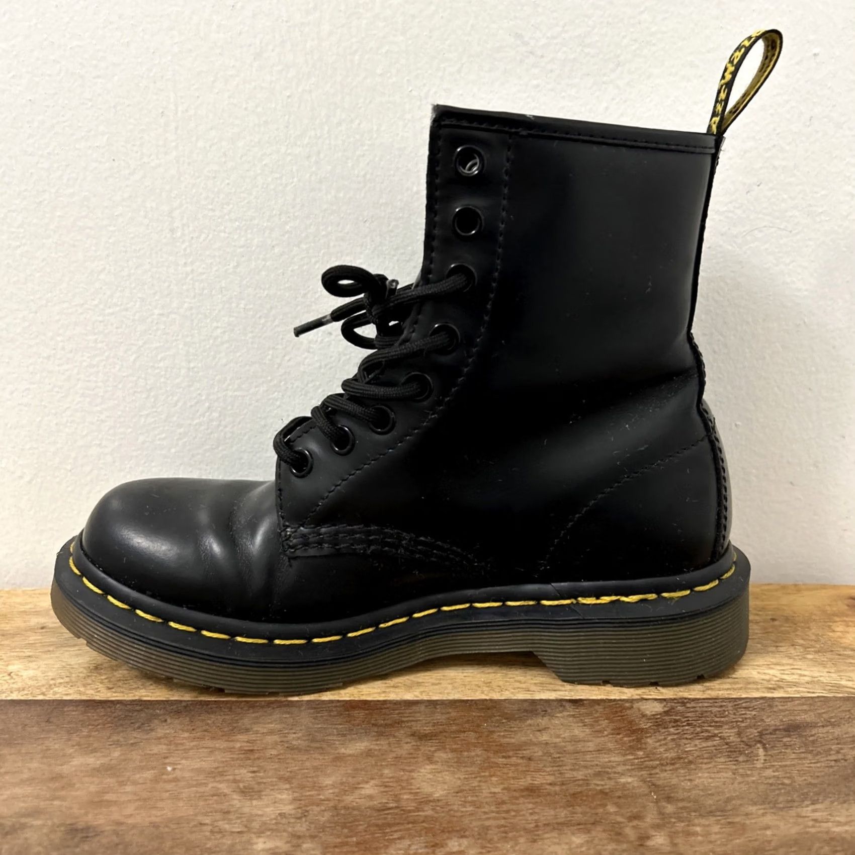 Dr. Martens Dr. Martens 1460 Boots Womens Size 5 Black Smooth Leather 8 Hole Lace Up Combat Style Mens Womens Genders Size US 5.5 / IT 35.5 - 7 Thumbnail