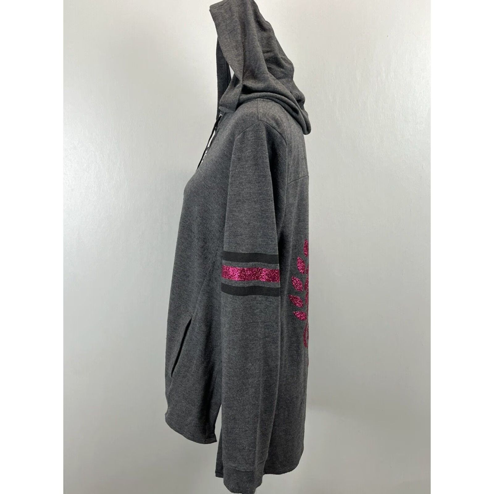 Juicy Couture VINTAGE Juicy Couture Hoodie Sweatshirt Jacket Women's Full Zip XL Gray Bling Y2K 2000s Activewear Mens? Women?—Gender at end: Womens Size XL / US 12-14 / IT 48-50 - 3 Thumbnail