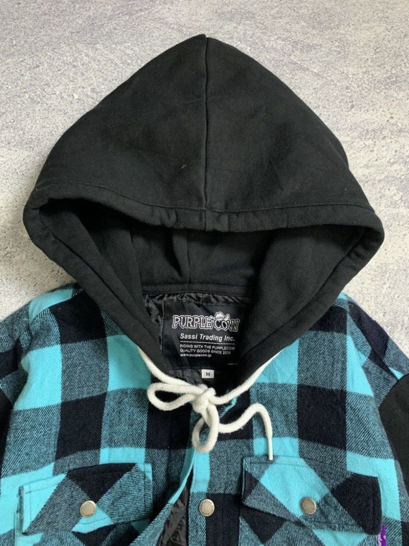 Japanese Brand × Vintage Vintage Pattern 'Purple Cow' Flannel Hoodie Jacket Size US L / EU 52-54 / 3 - 5 Thumbnail