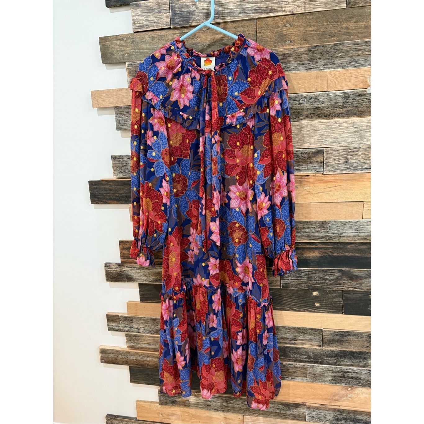 Farm Rio Farm Rio Garden Navy Blue Red Pink Floral Midi Dress no belt Size M / US 6-8 / IT 42-44 - 2 Thumbnail