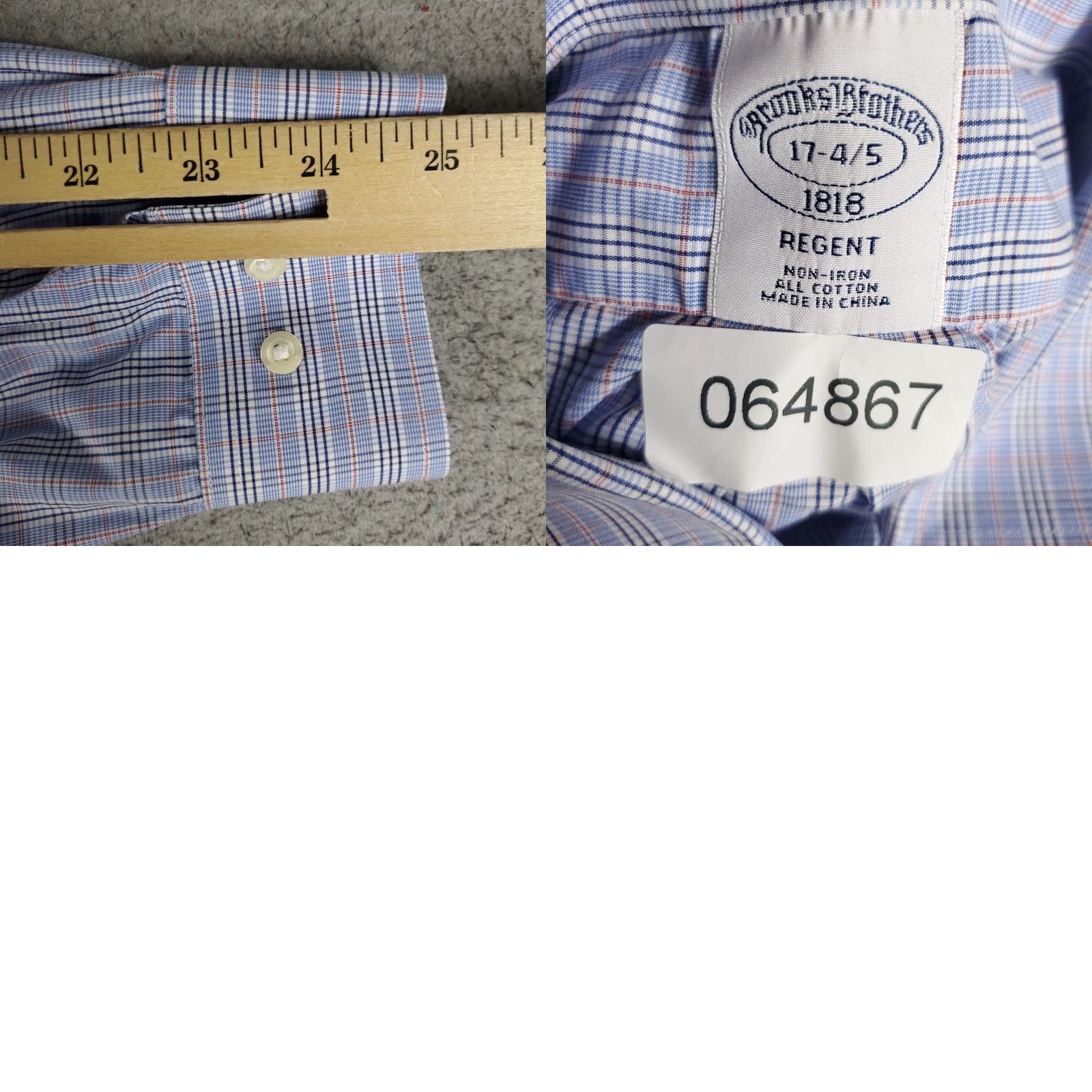 Brooks Brothers Brooks Brothers Shirt Mens 17 Blue Plaid Regent Dress Button Up Long Sleeve Shirt Size 46R - 8 Thumbnail