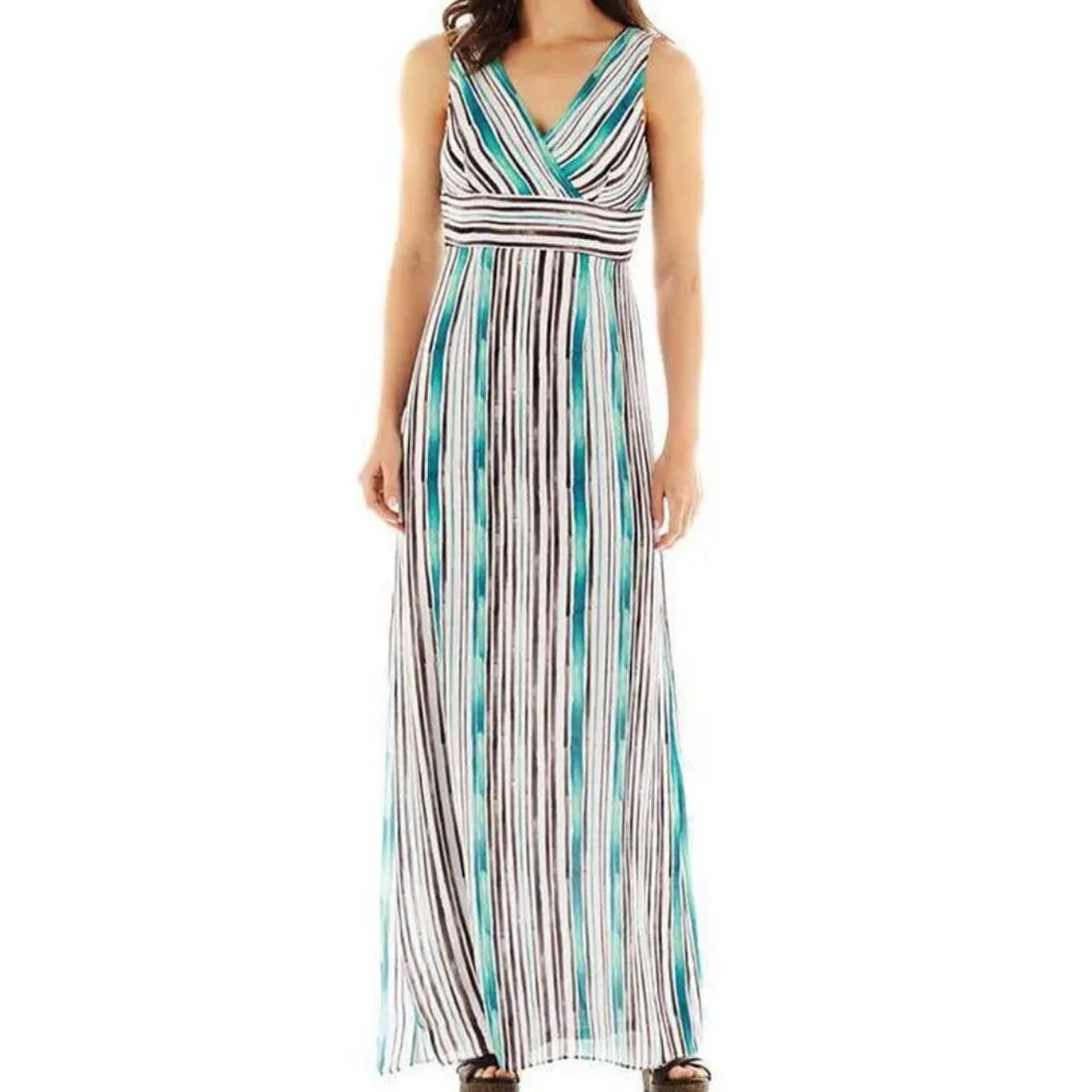 Worthington Worthington Sleeveless V-Neck Striped Maxi Dress Size 6 Size M / US 6-8 / IT 42-44 - 1 Thumbnail