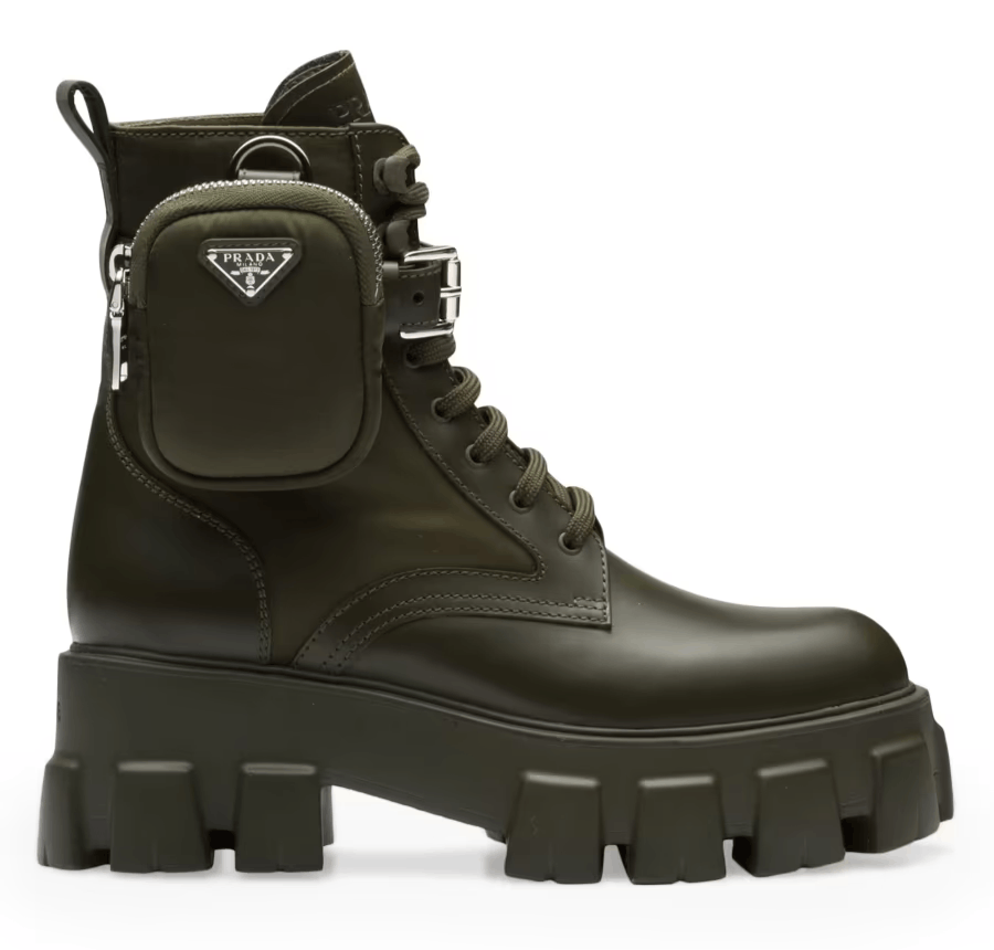 Prada Prada Monolith Leather Nylon Pouch Lug Sole Combat Boot 40 Size US 10 / IT 40 - 1 Thumbnail