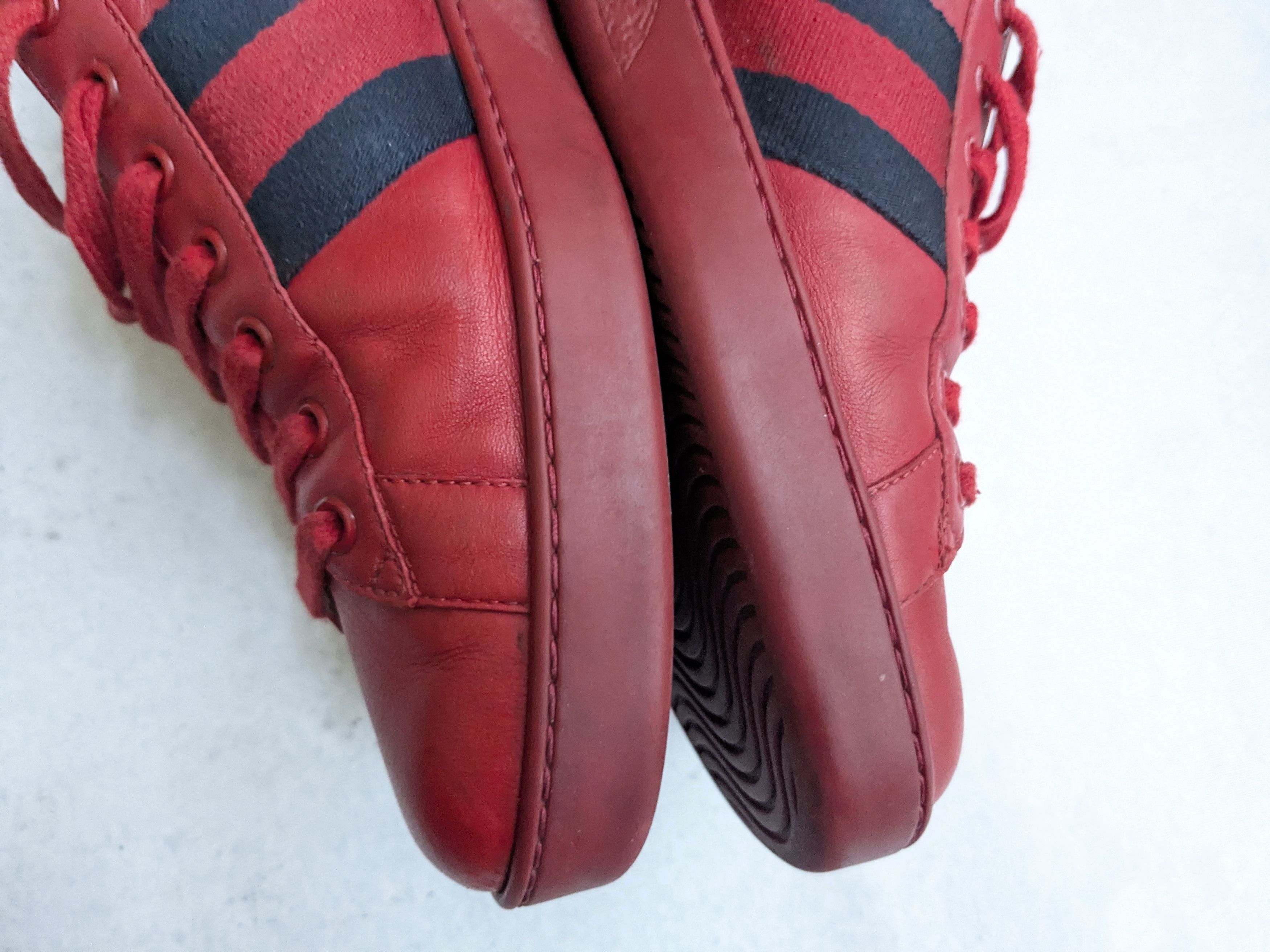 Gucci Gucci Ace Sneakers 9.5 Red Low Tops Leather Tennis Size US 9.5 / EU 42-43 - 13 Thumbnail