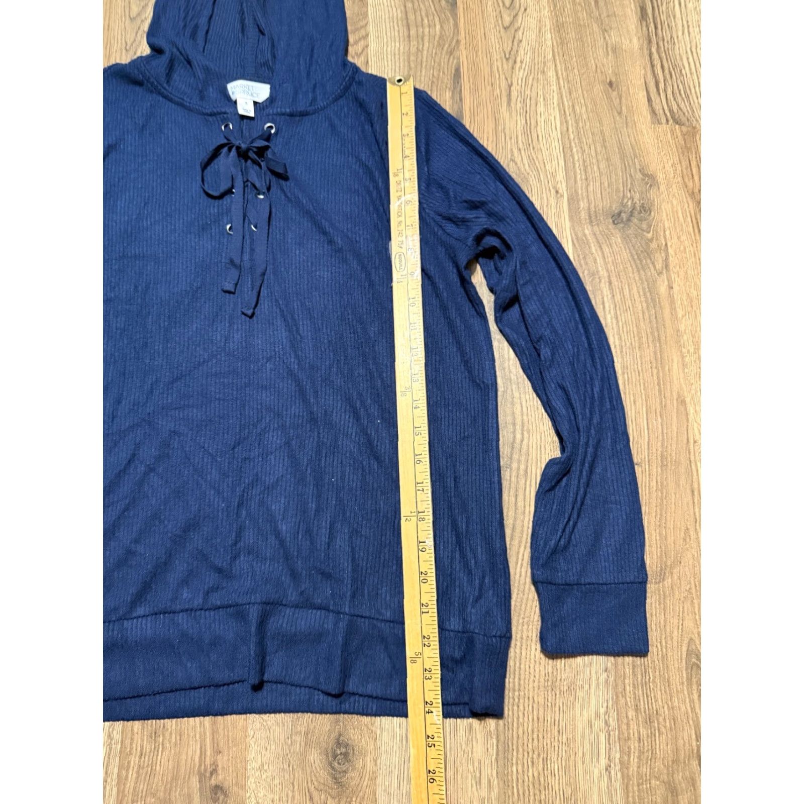 Market Market & Spruce Hoodie Women’s Size Medium Blue Long Sleeve V-neck Pullover Size M / US 6-8 / IT 42-44 - 7 Thumbnail