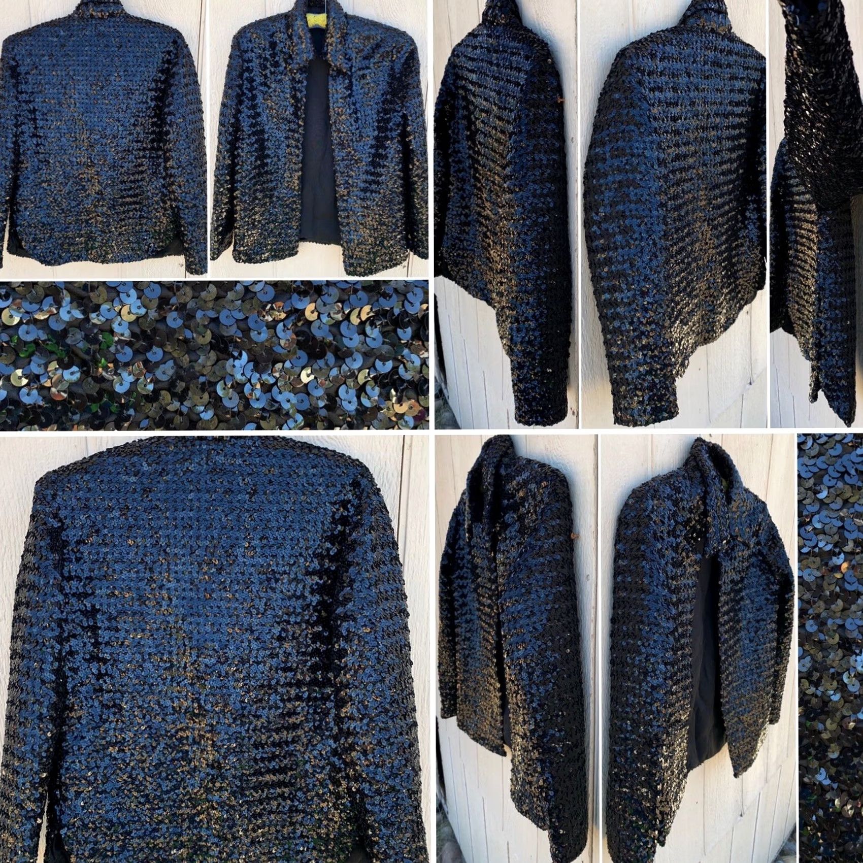 Paige VINTAGE Unionmade Beverly Paige sequin jacket open front shirt style 1960s Mod GoGo Black XS? No, Size 10 Mens Girls Womens Size L / US 10 / IT 46 - 3 Thumbnail