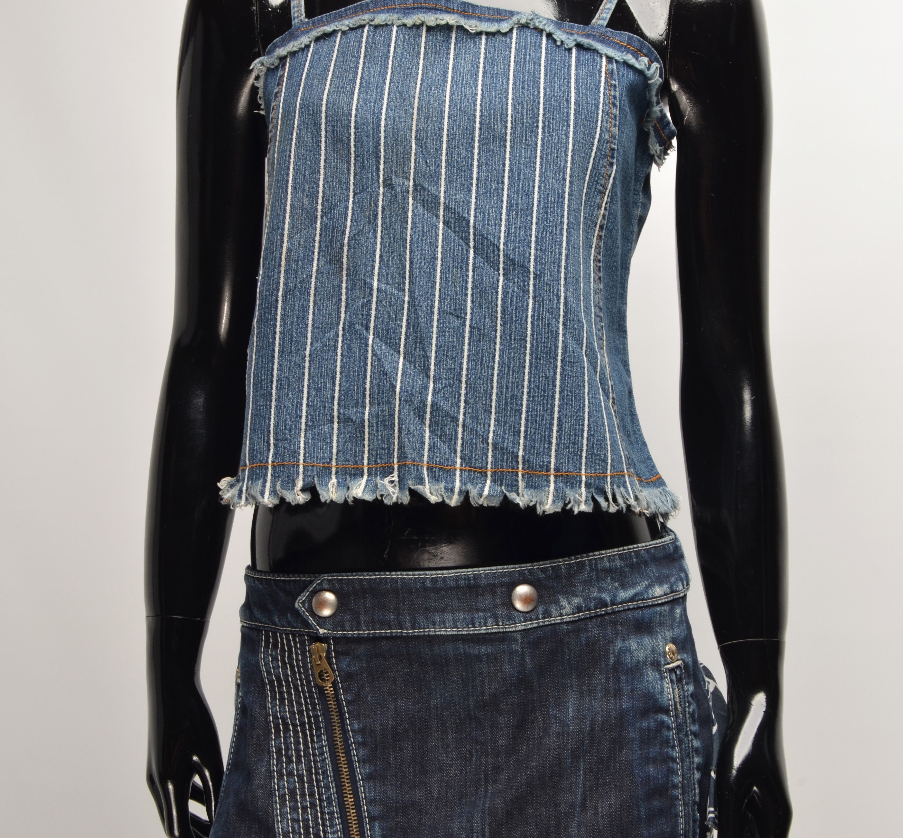 Vintage Vintage Vodlon Y2K Denim Cropped Top Size XL / US 12-14 / IT 48-50 - 3 Thumbnail
