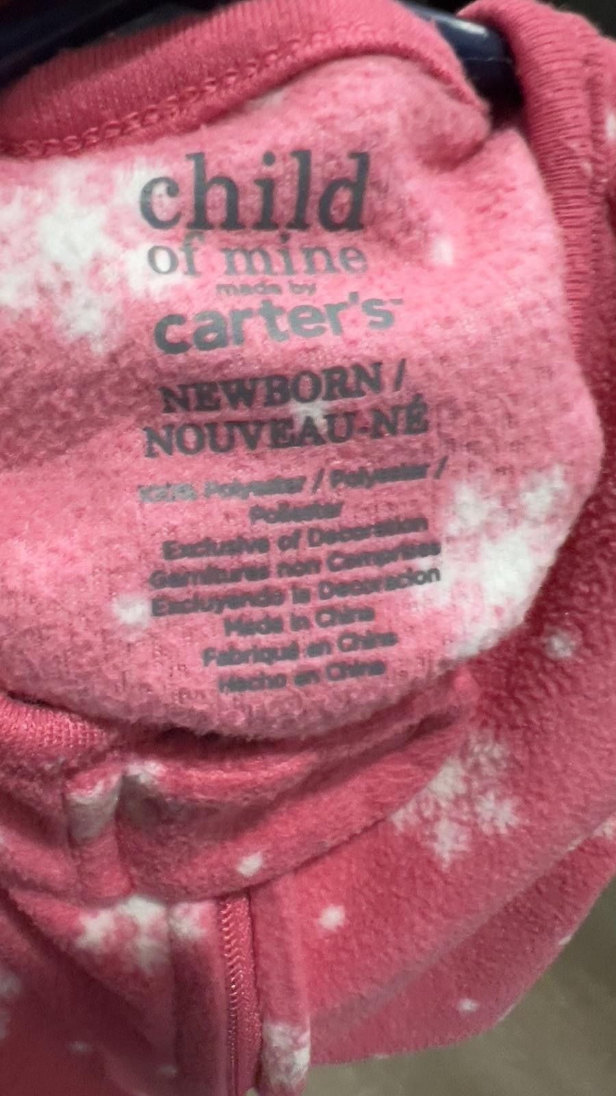 Other Carter's Child of Mine Fleece Pajama Romper Pink Snowflake Size ONE SIZE - 3 Thumbnail