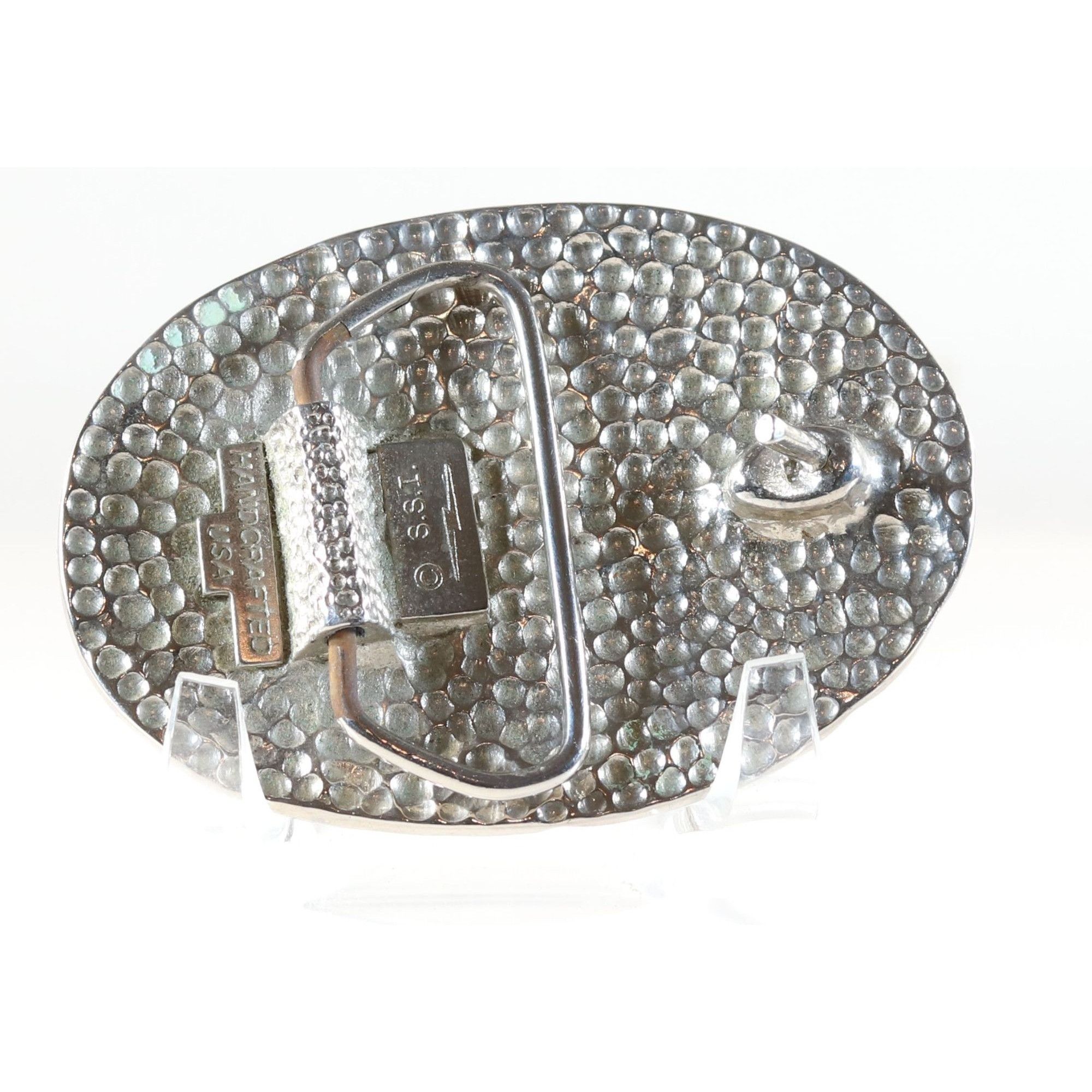 Vintage Belt Buckle Brown Eagle with Coral Set in Turquoise Solid Me Size ONE SIZE - 3 Thumbnail