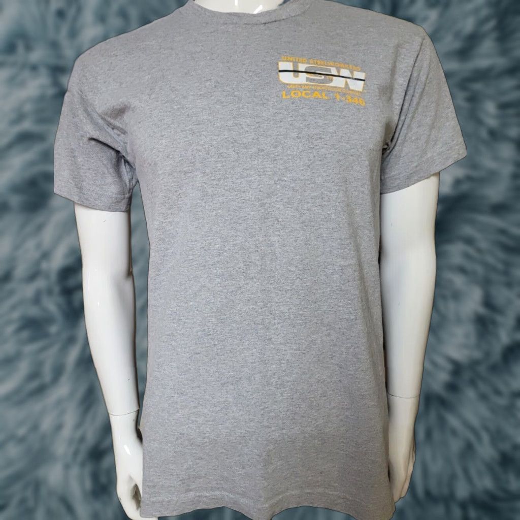 Vintage USW Local 1-346 Toledo OH T Shirt Medium Bayside 90% Cotton 10% Polyester Gray Crew Neck Short Sleeve Men Union Shirt Size US M / EU 48-50 / 2 - 1 Thumbnail