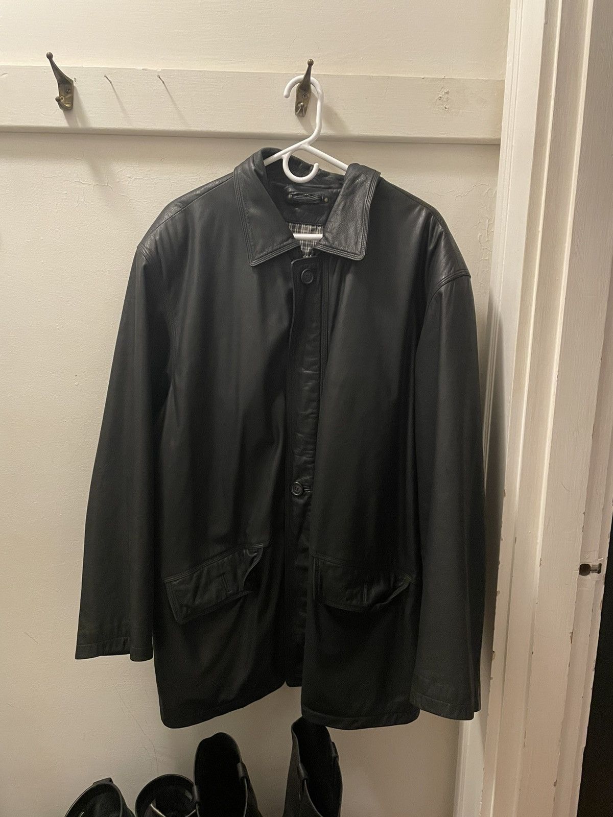 Japanese Brand × Vintage Vintage black leather jacket, size xl Size US XL / EU 56 / 4 - 1 Thumbnail