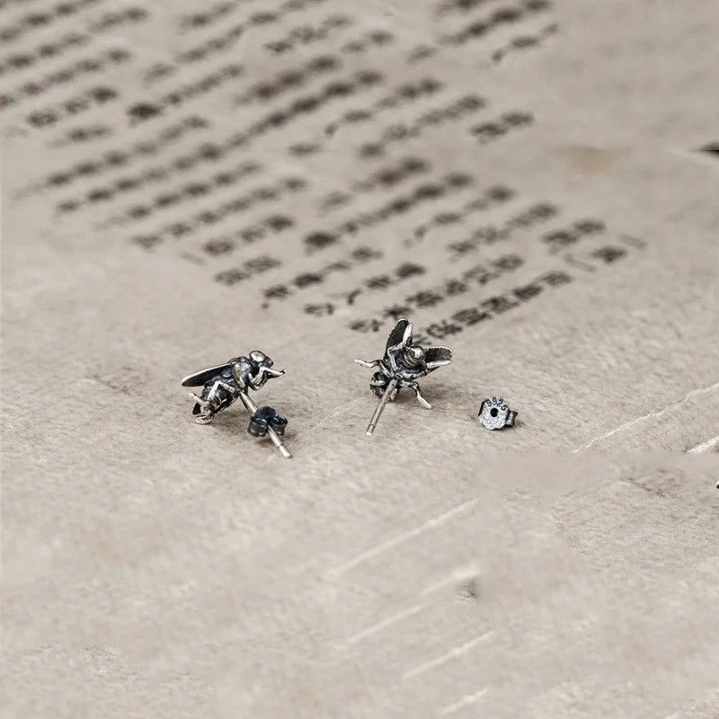 Jewelry Insect Flies Stud Earrings 925 Sterling Charm Earring Gift Size ONE SIZE - 7 Thumbnail