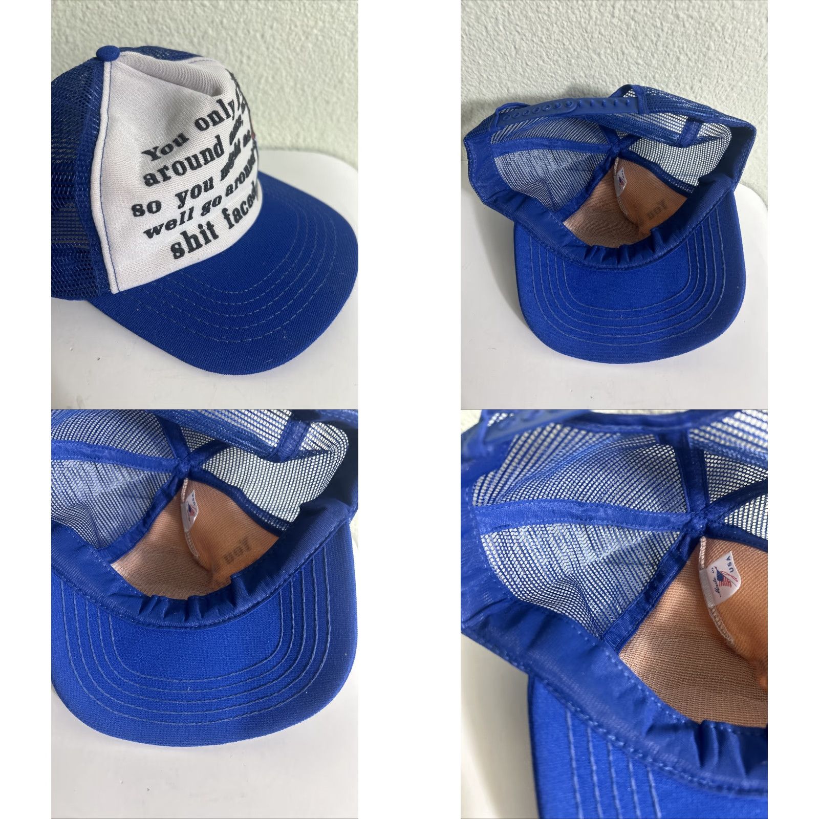 Vintage VINTAGE Unbranded Trucker Hat Mens Adjustable Blue White “you Only Go Around Once” USA Size ONE SIZE - 9 Thumbnail