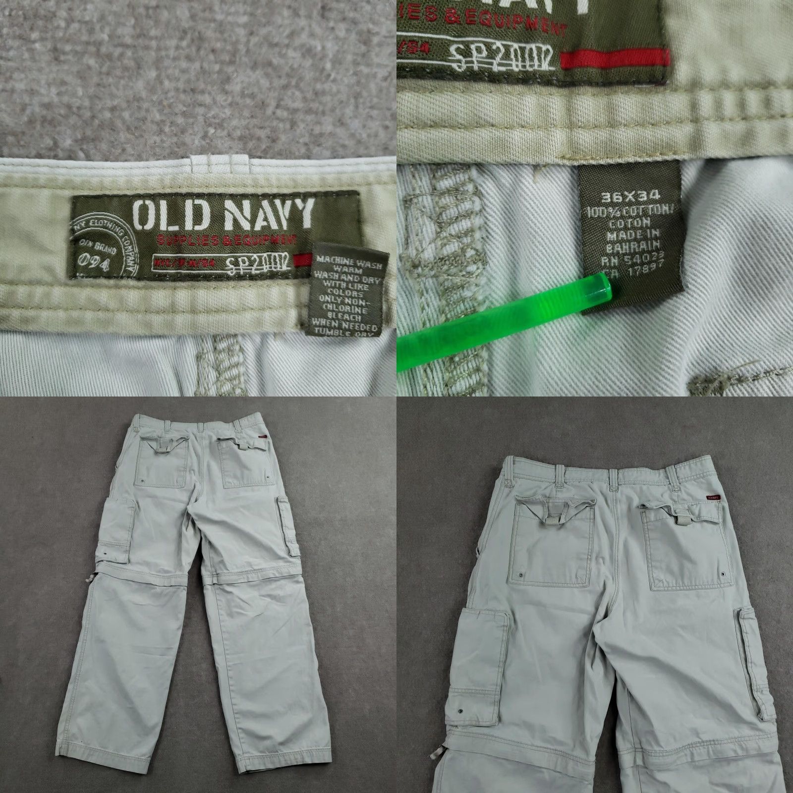 Old Navy VINTAGE Old Navy Pants Cargo 36x34 Mens Regular Gray Convertible 00's Zipper Pockets Slim Straight Mens Size US 36 / EU 52 - 9 Thumbnail