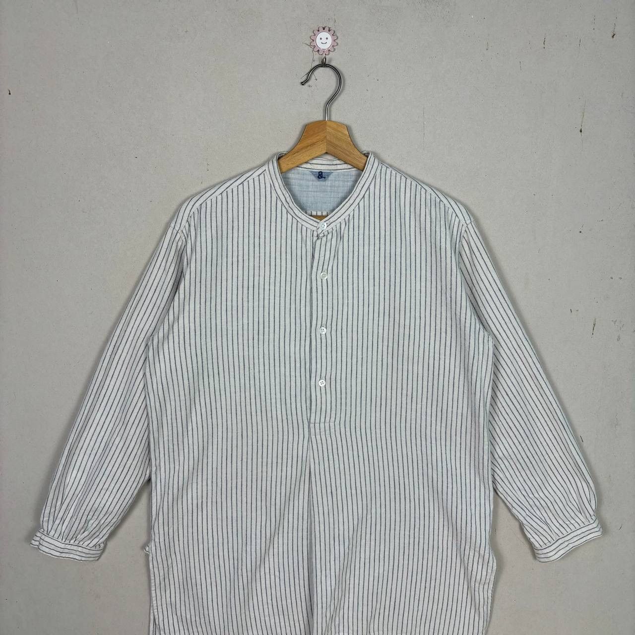 45rpm 45rpm Japan Blue Striped Band Collar Tunic Shirt Size 2 Size US M / EU 48-50 / 2 - 3 Thumbnail