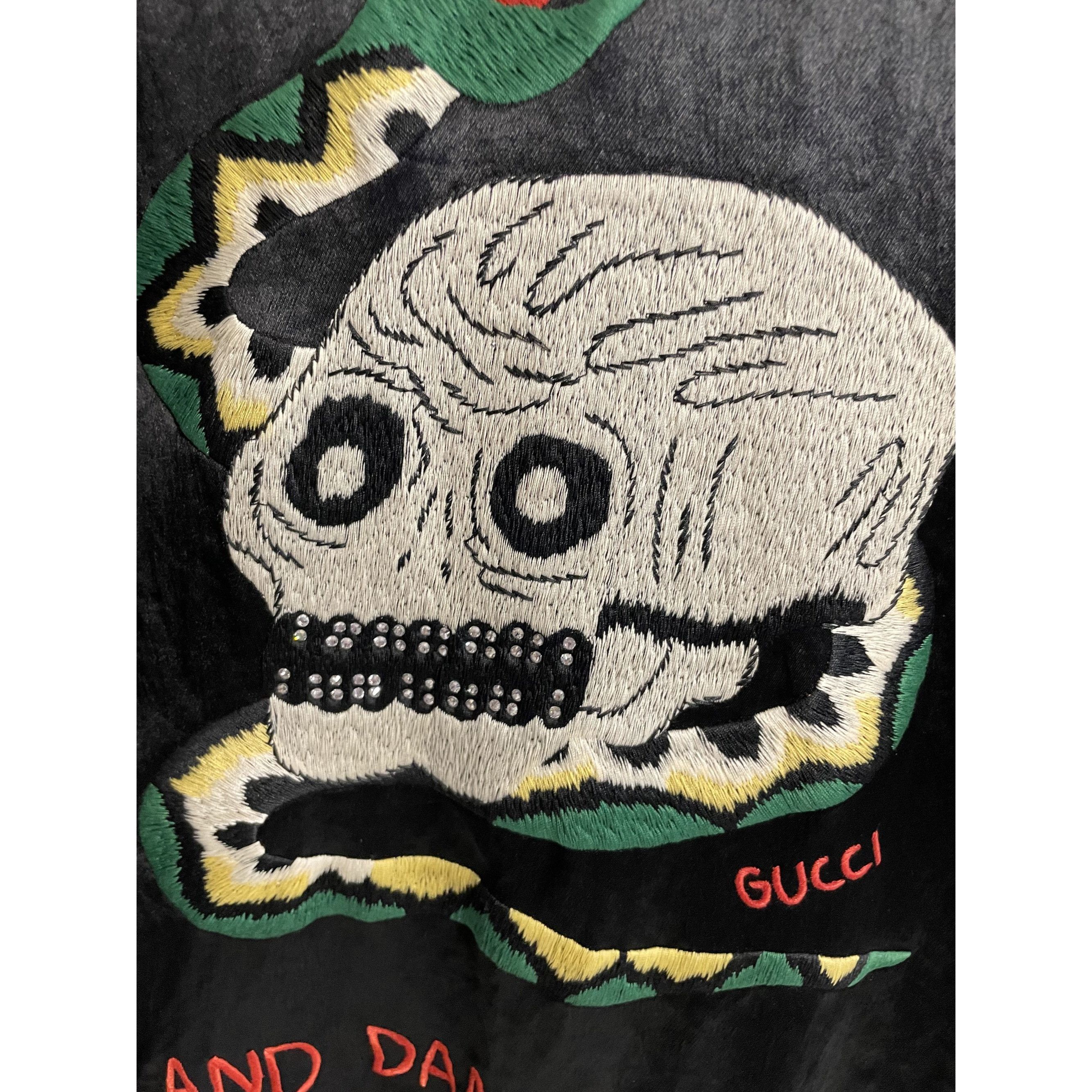 Gucci Gucci Mens Black Silk Short-Sleeve Button-Up Shirt With Embr Size US M / EU 48-50 / 2 - 5 Thumbnail