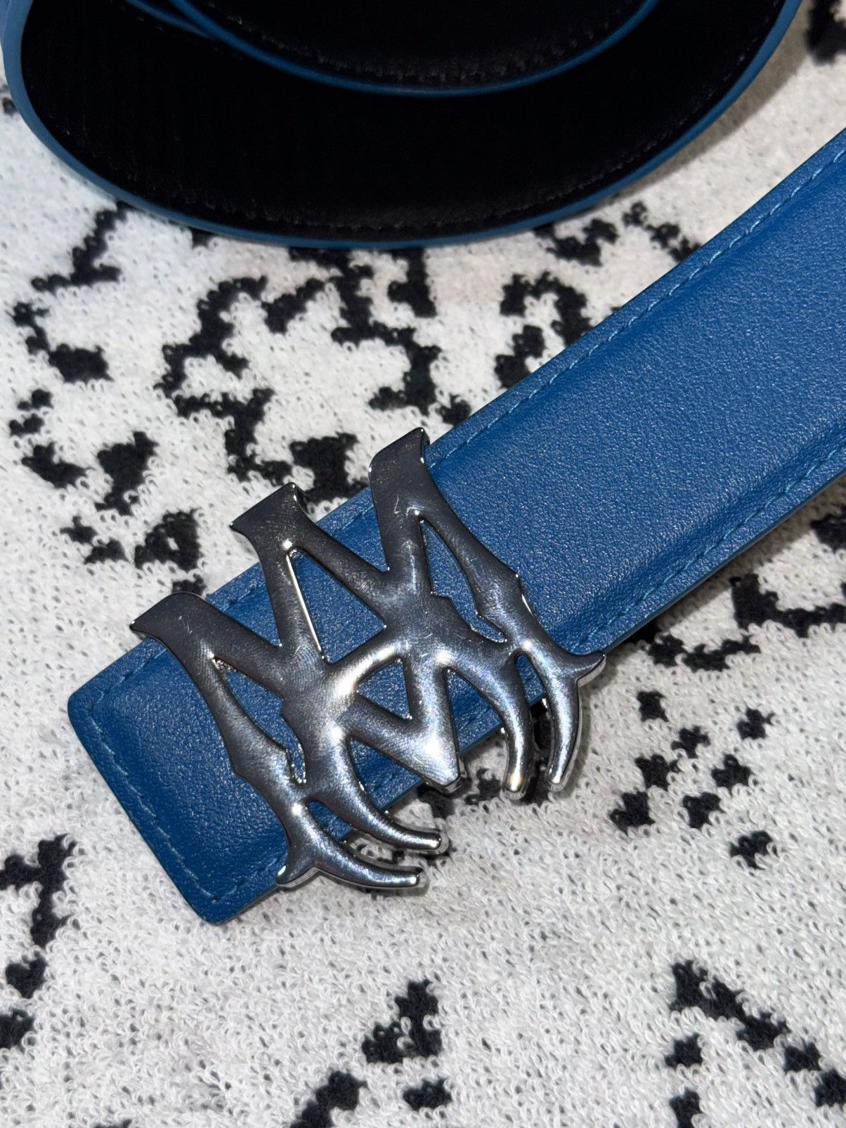 Amiri AMIRI BLUE SILVER MA LOGO LEATHER BELT Size ONE SIZE - 7 Thumbnail